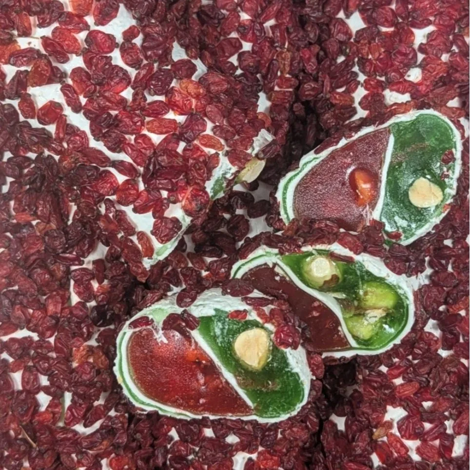 Vibrant fruit-forward Turkish Delight featuring a mosaic of premium nuts and berries.