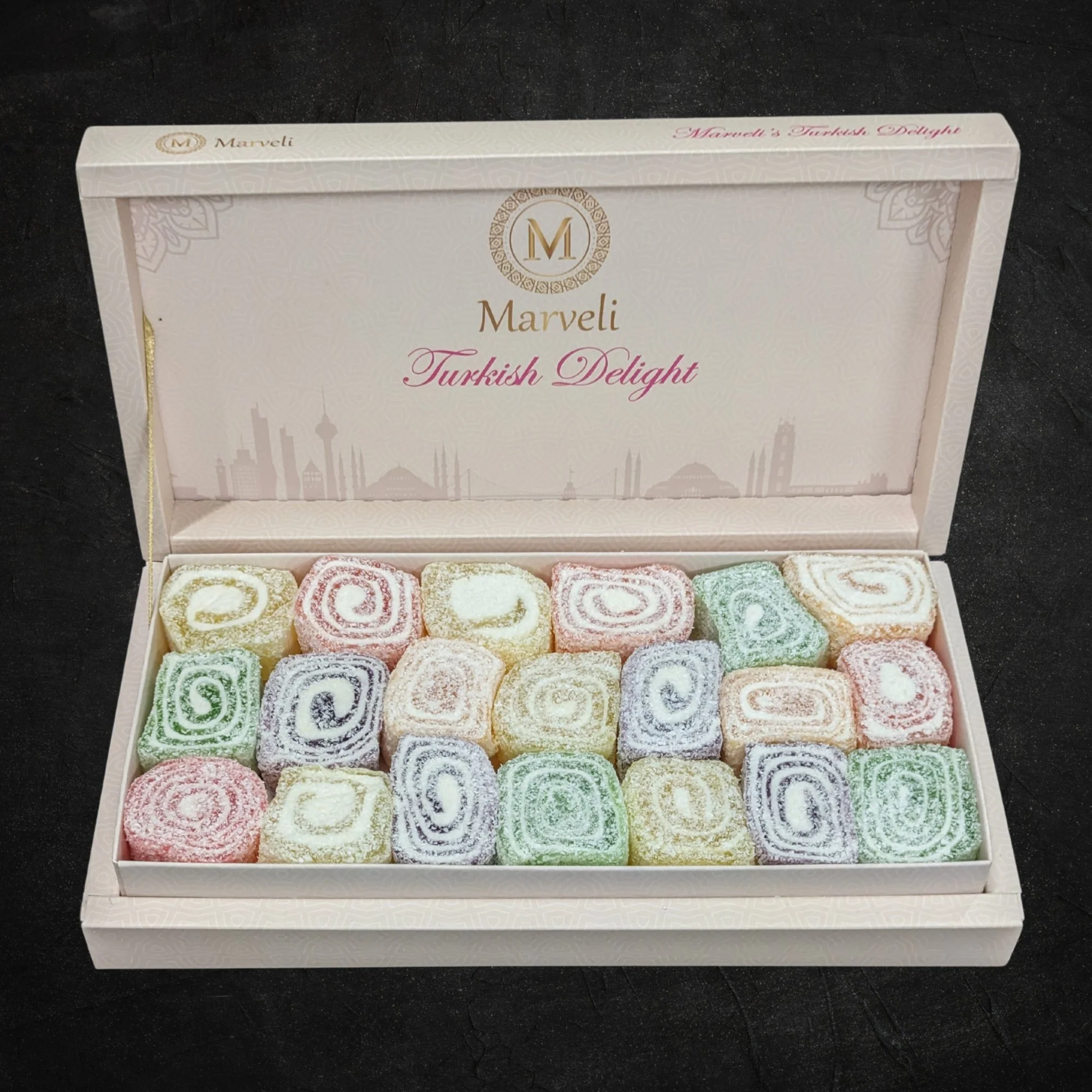 Turkish Delight Gift Box Lokum Fruit Swirls Mix