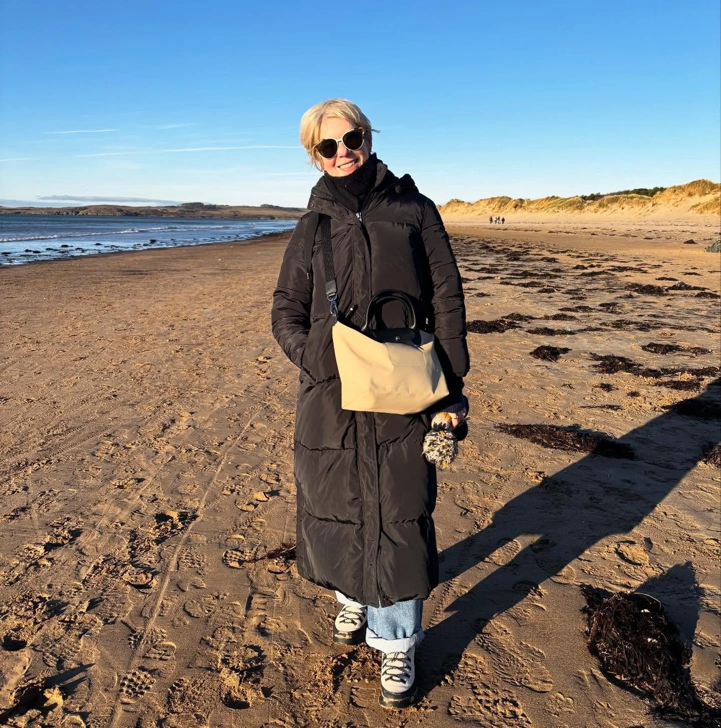 Wrapped up against the wind, walking on the beach in the sun, with the fam, is one of my happiest places to be. I&rsquo;m also testing out my new bag which was a Christmas present from Mr G (the bag is otherwise known as Kylie because she too was num