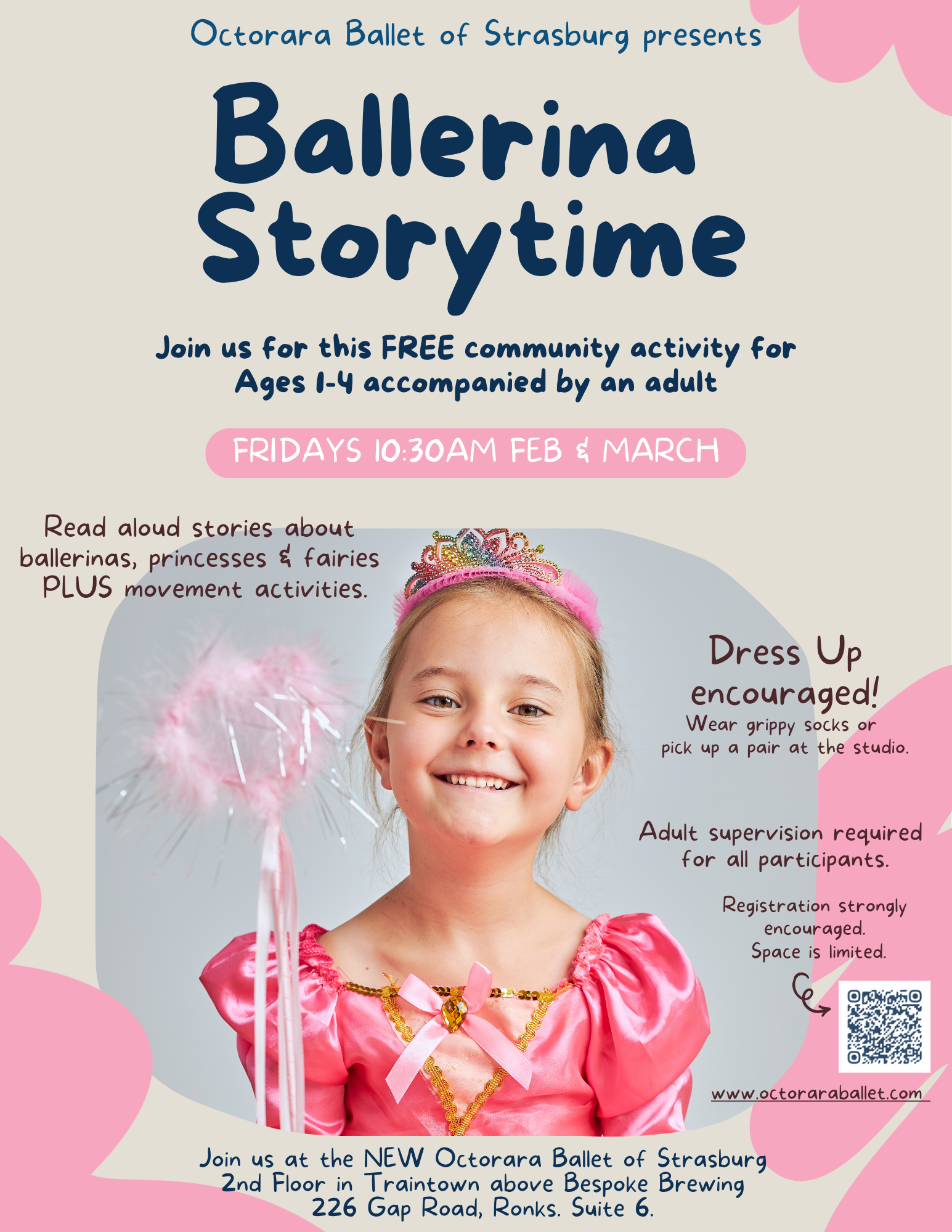 dress up princess girl going to ballerina storyhour