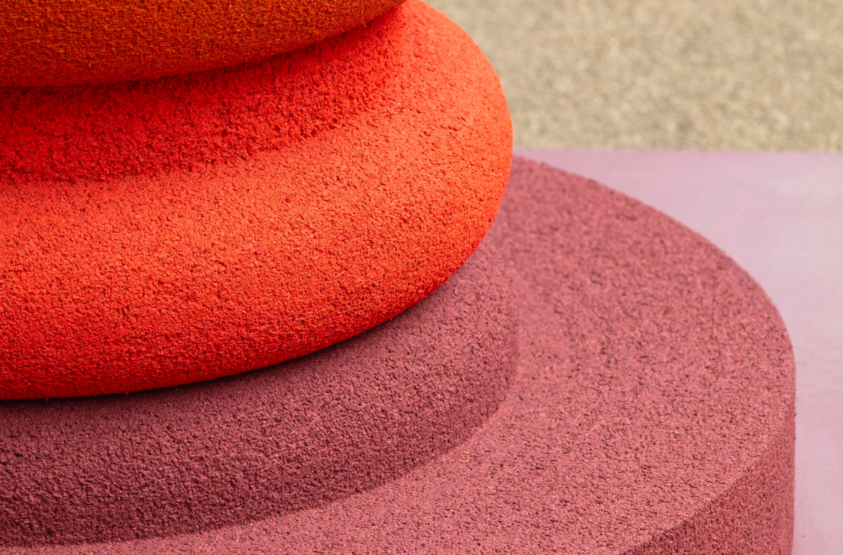 A close up detail shot of the base of the cork sculpture. 