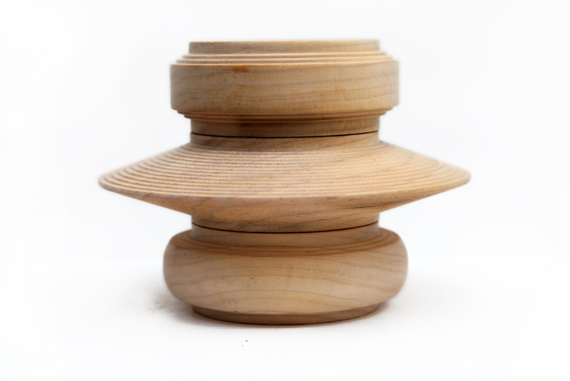 A bracelet by Simone Brewster crafted out of wood