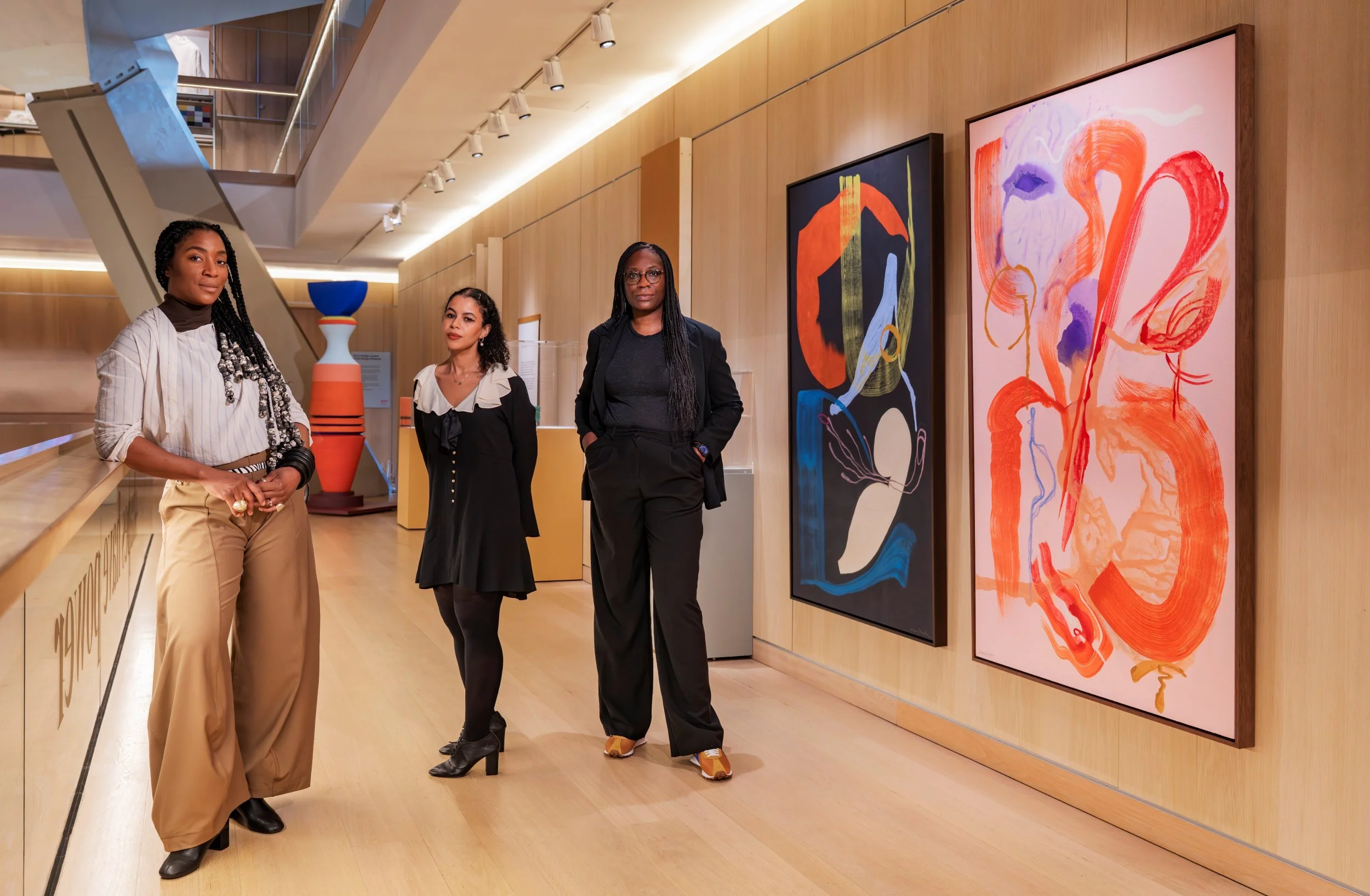 Simone Brewster, curator Hadeel Eltayeb and 2D designer Nana Biamah-Ofoso_PLATFORM Simone Brewster at the Design Museum_Photo credit Charles Emerson 2.jpg