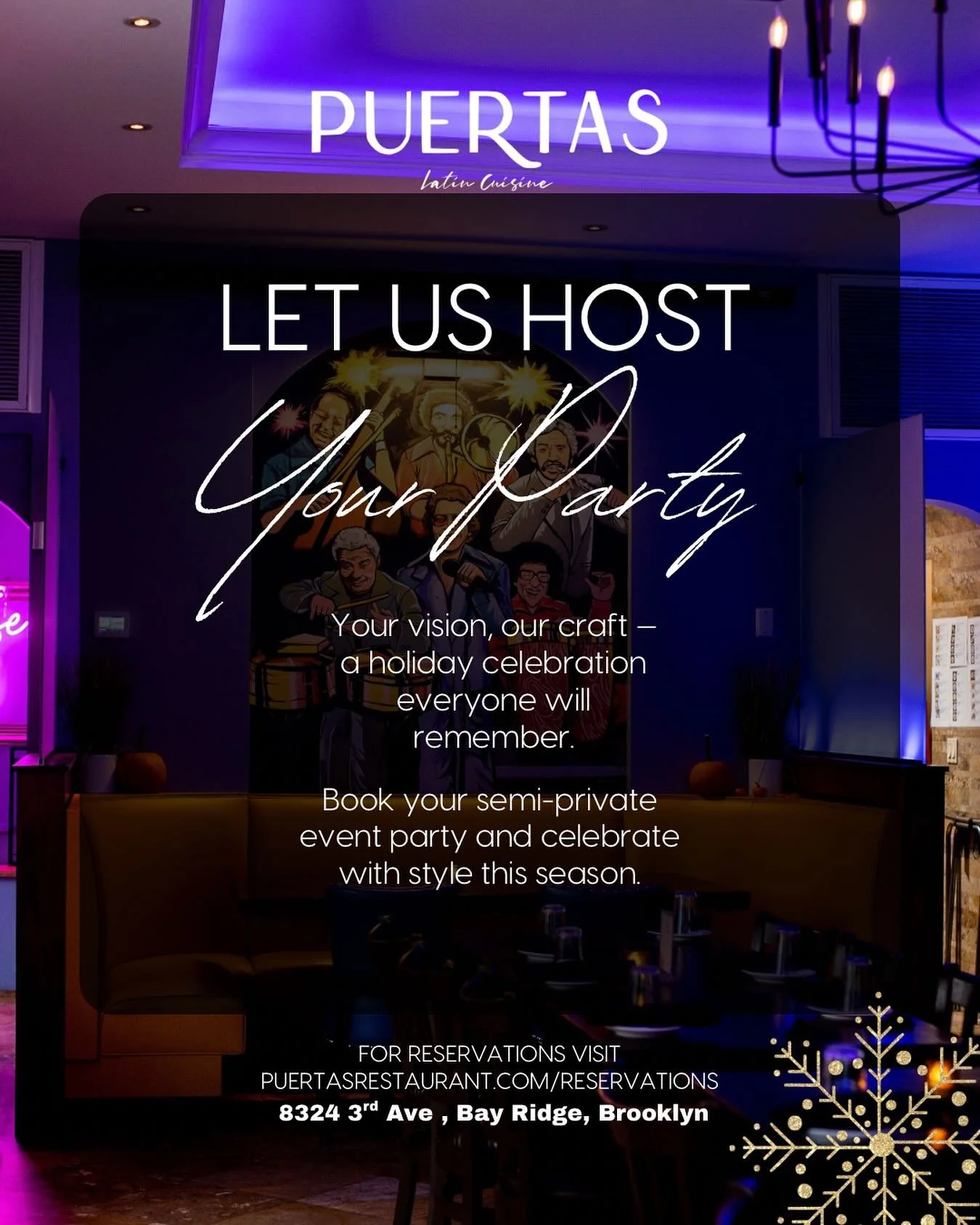 Celebrate the season at Puertas &mdash; book your semi-private event and let us take care of the rest. 💃🏼❤️

📍8324 3rd Ave