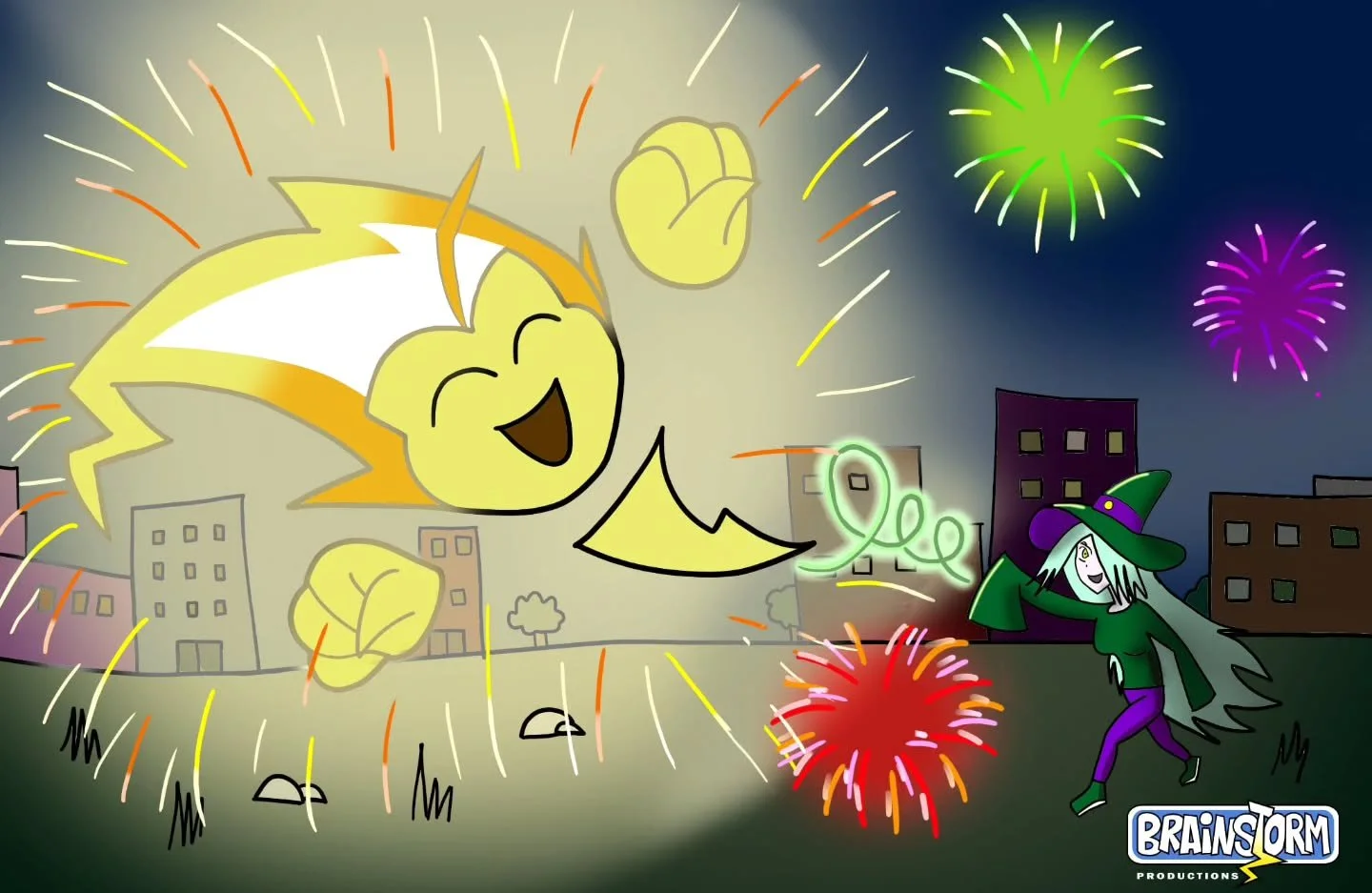 Starting off the new year with a bang! Have you seen fireworks in the night sky yet? One of them might have been Serge! Brainstorm Productions wishes everyone a happy new year.
Artwork done by Matthew Ballon.