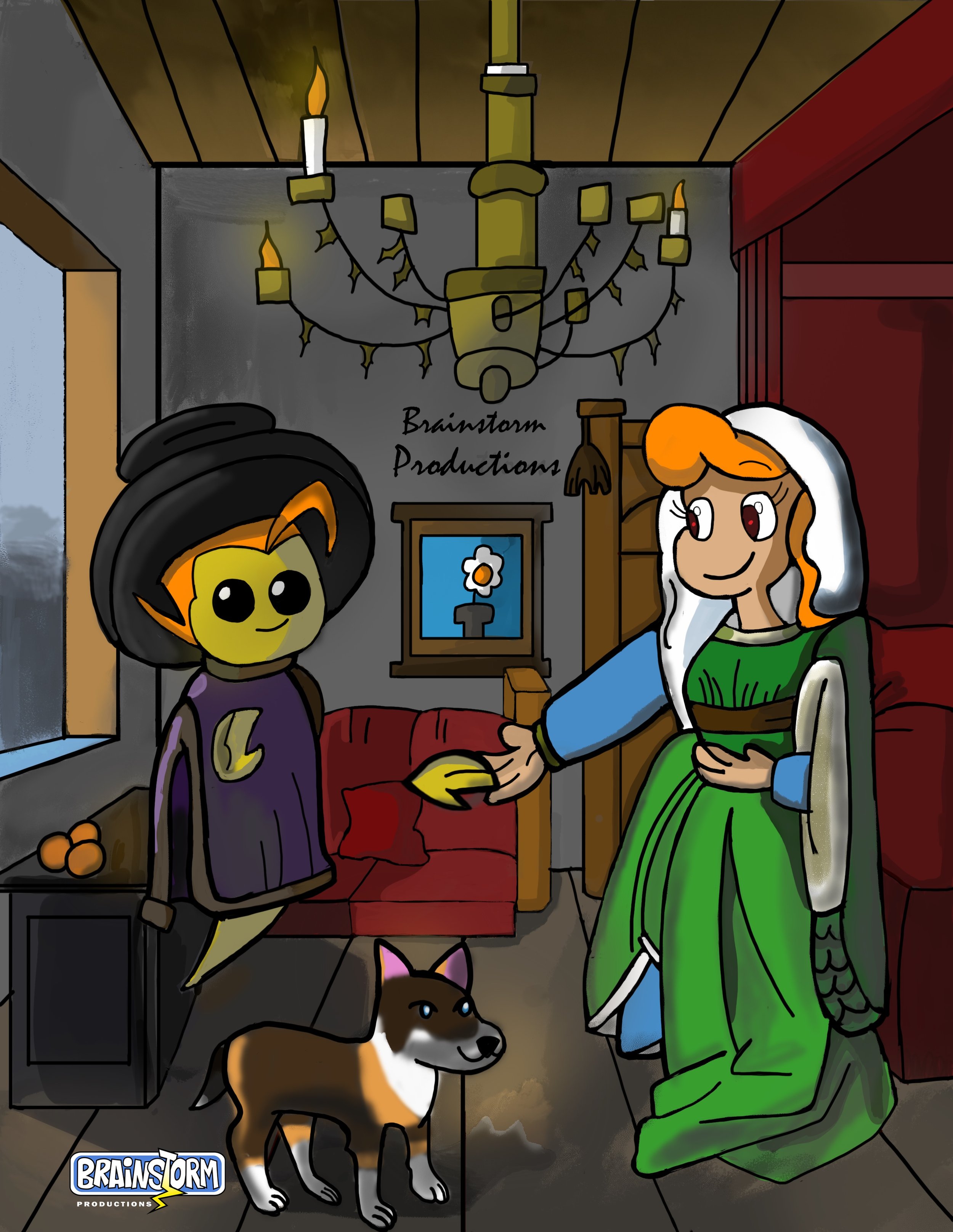 The Arnolfini Portrait is a Northern Renaissance painting that portrays a couple standing in a room, hands joined, with symbolic objects of status and wealth surrounding them. It was painted by Jan van Eyck in 1434 with oil paint on a wooden canvas. 