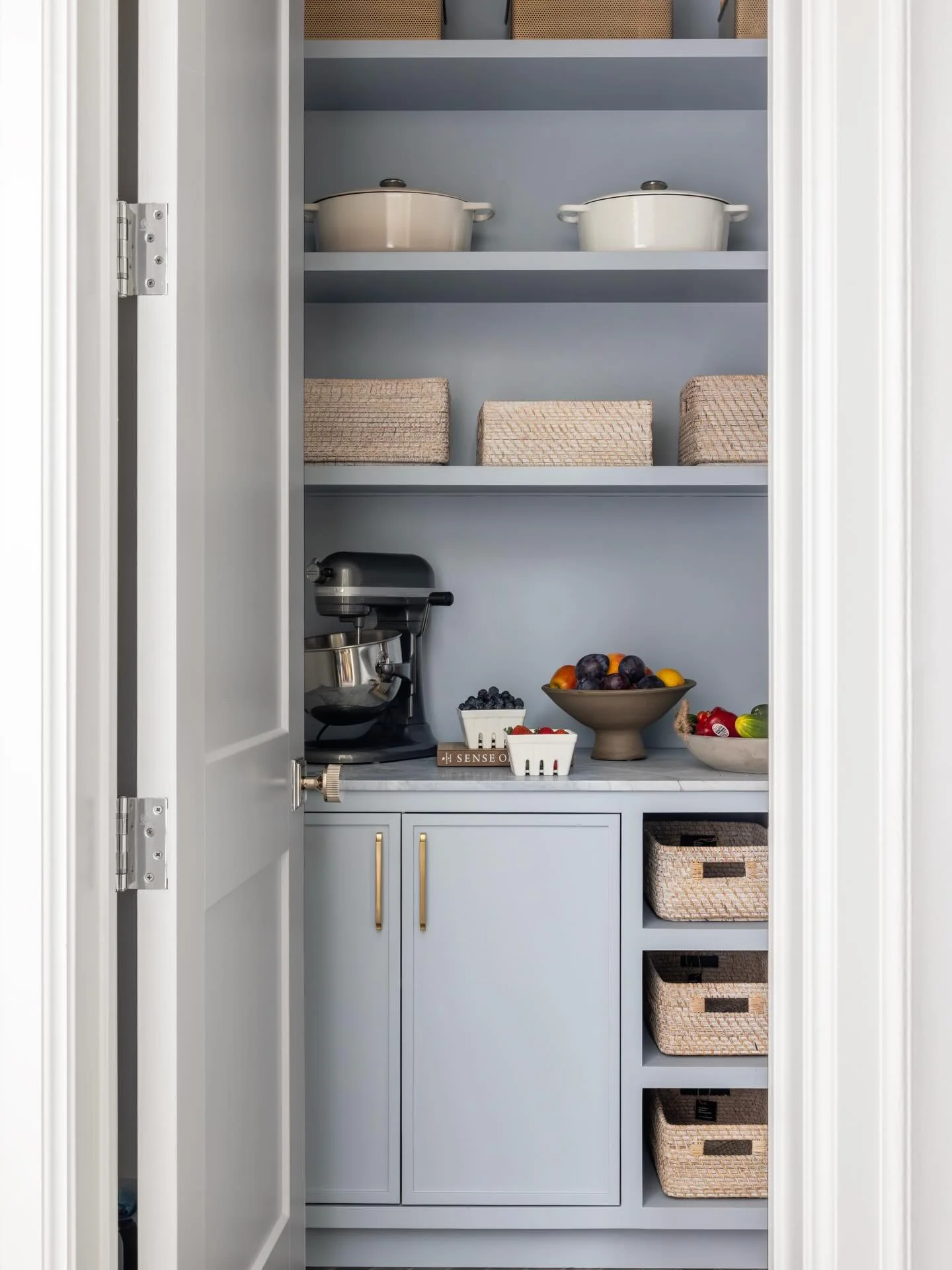 A small room, but a fun moment of color. Loved seeing this pantry highlighted in @cottagesgardens.

&ldquo;We used Benjamin Moore Blue Heather in the pantry. The main kitchen is neutral and refined, so we wanted the pantry to feel like a pleasant sur