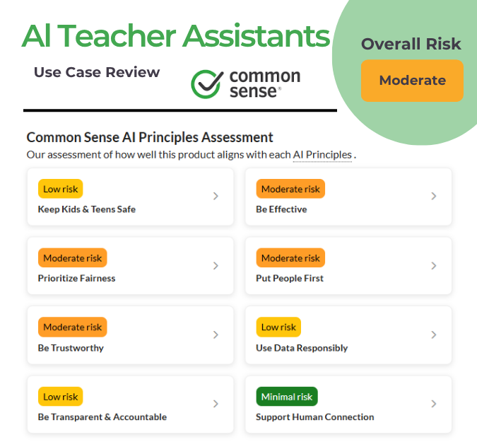Risk Assessment for AI Teacher Assistants