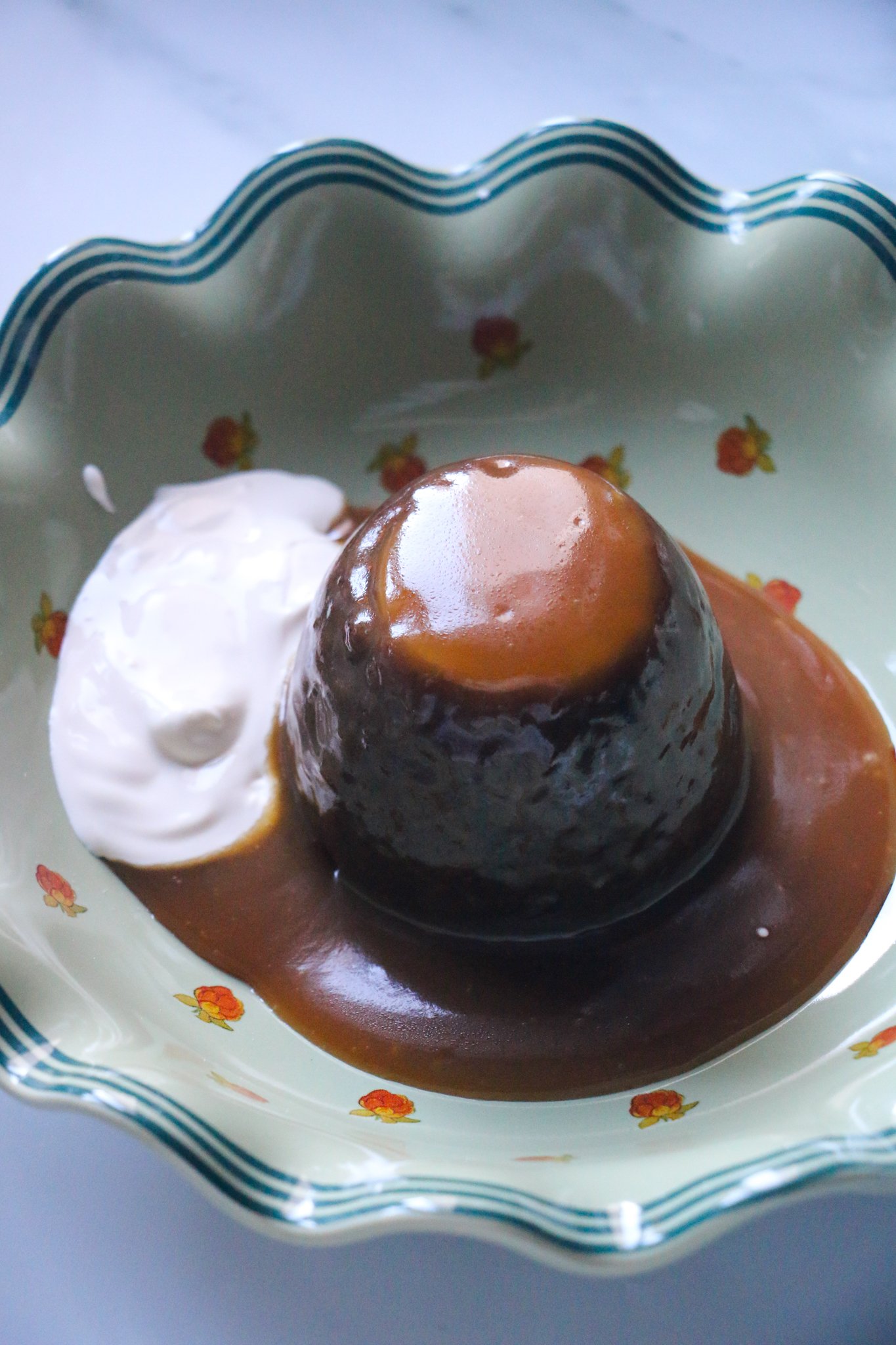 Spiced Sticky Pear Puddings with a Brandy Toffee Sauce