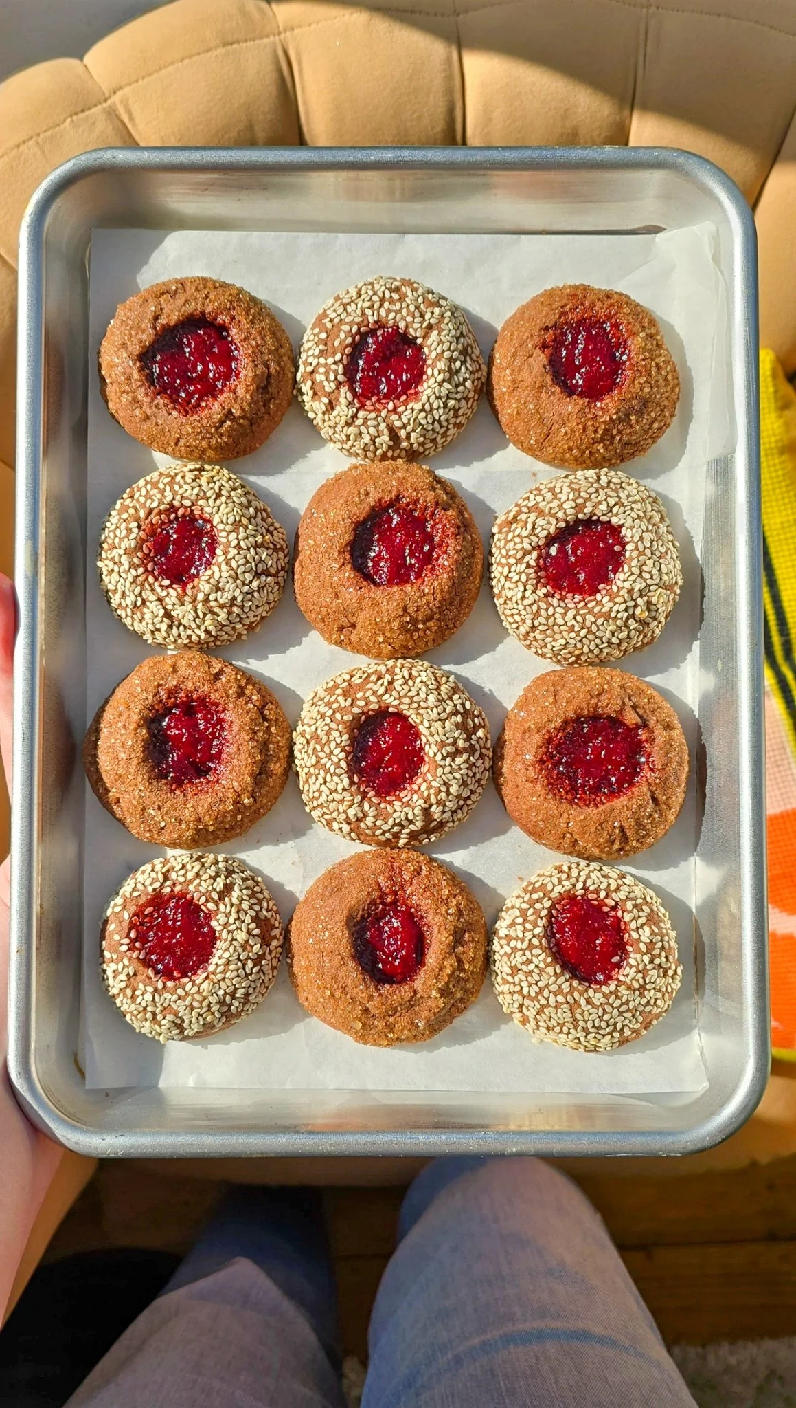 Strawberry &amp; Fennel Jam Chocolate Thumbprint Cookies
