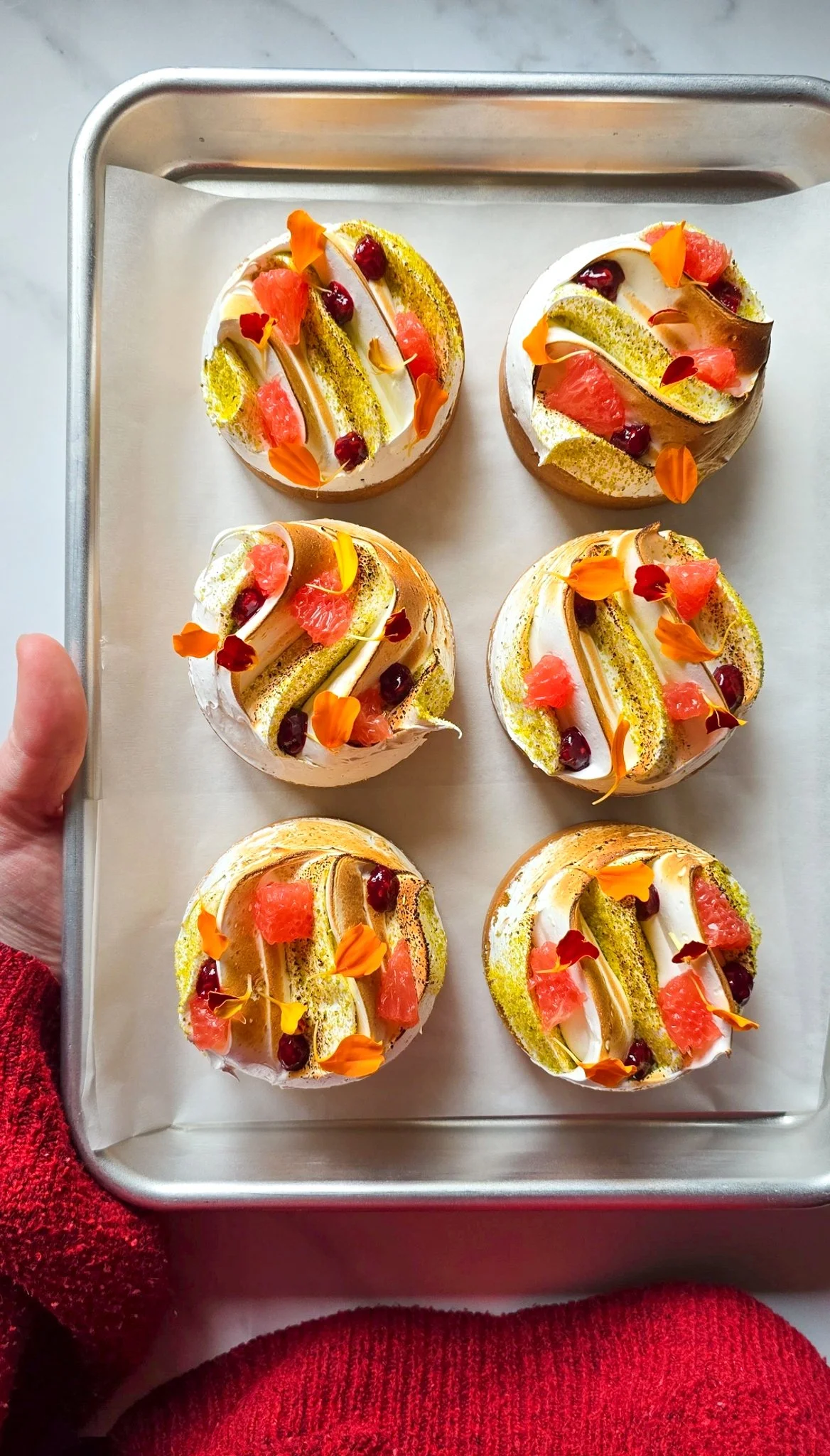 Citrus Curd & Pistachio Meringue Tarts