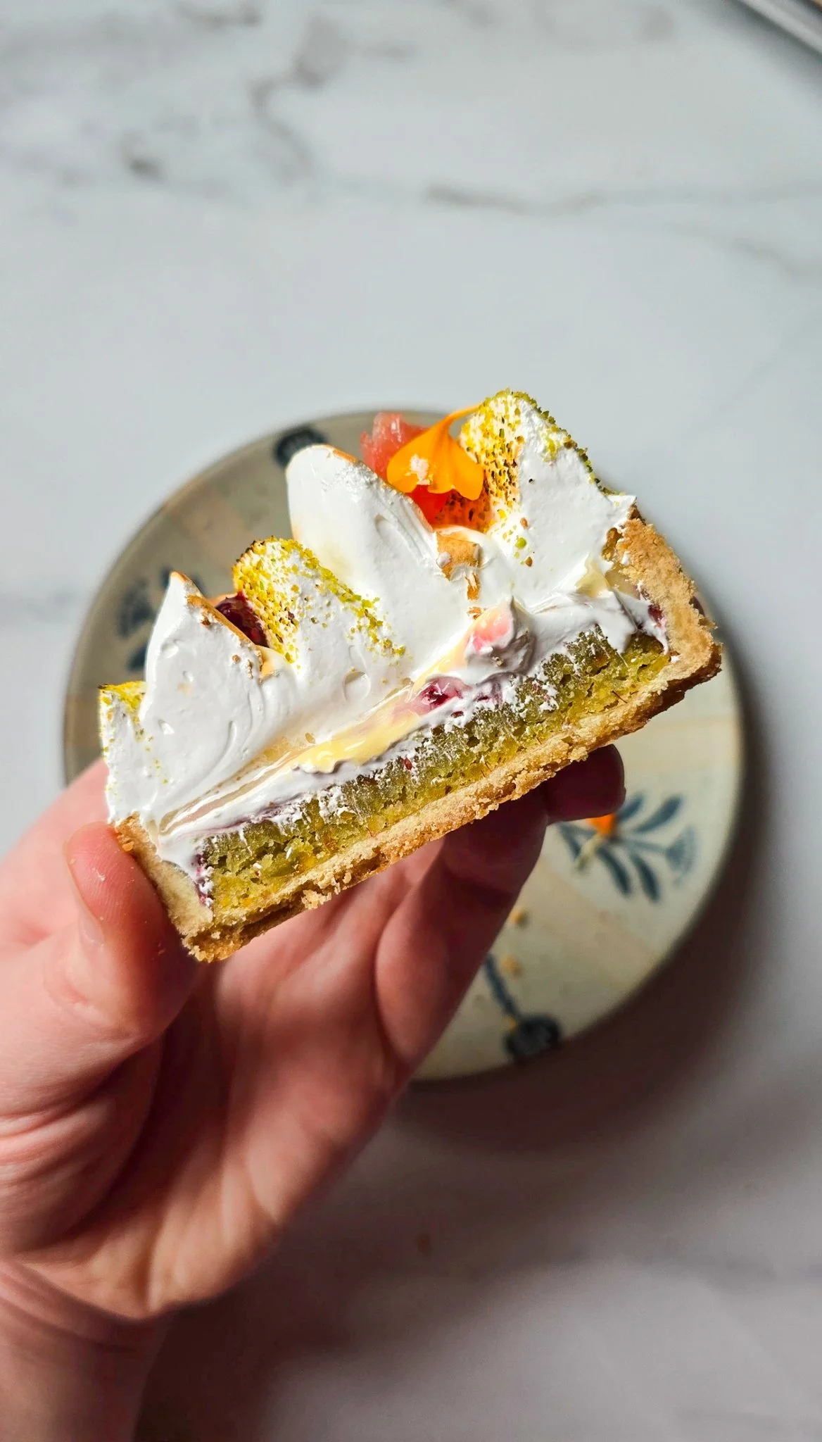 Citrus Curd & Pistachio Meringue Tarts