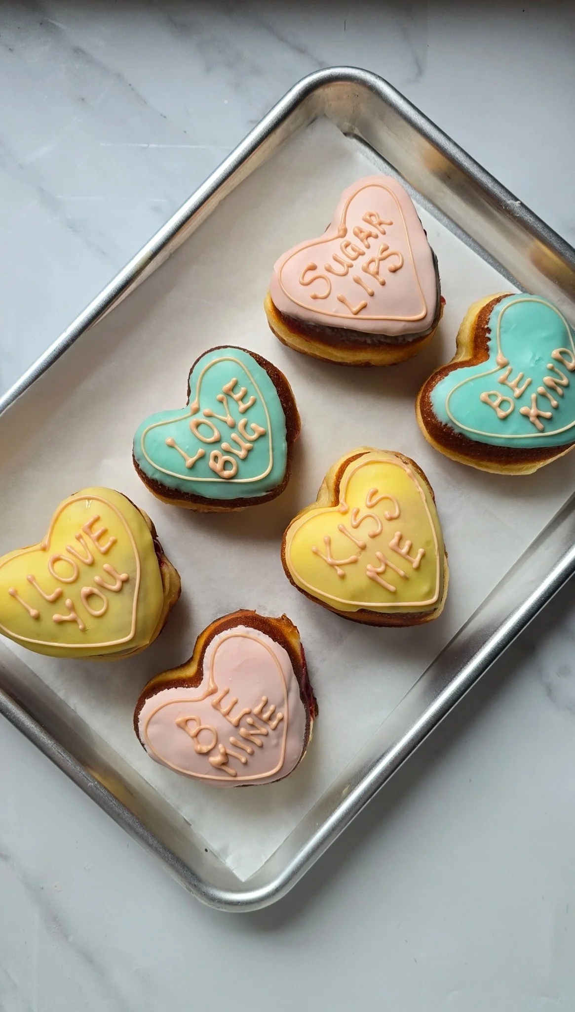 Raspberry & Elderflower Cheesecake Love Heart Doughnuts