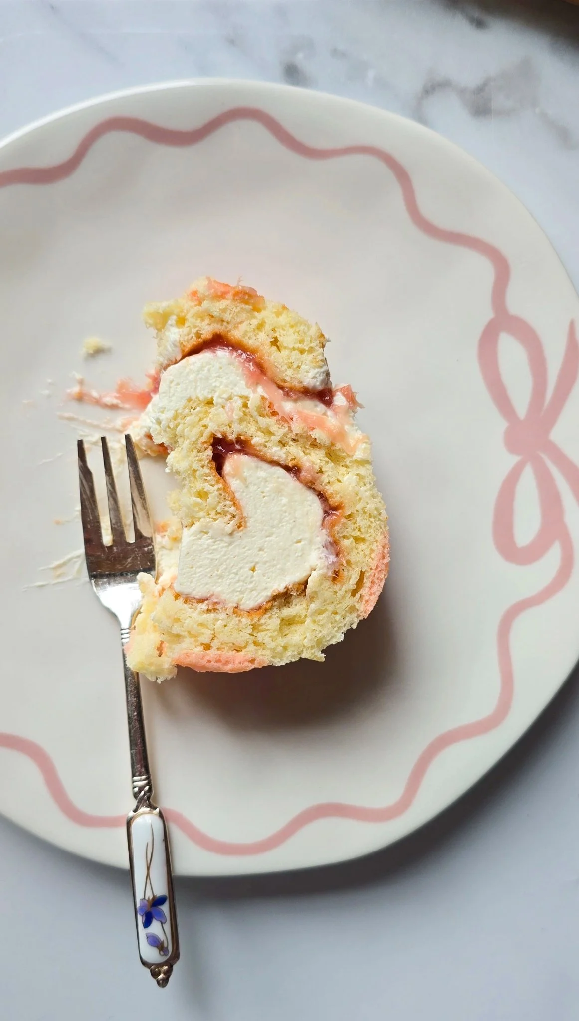 Forced Rhubarb & Ginger Gingham Swiss Roll