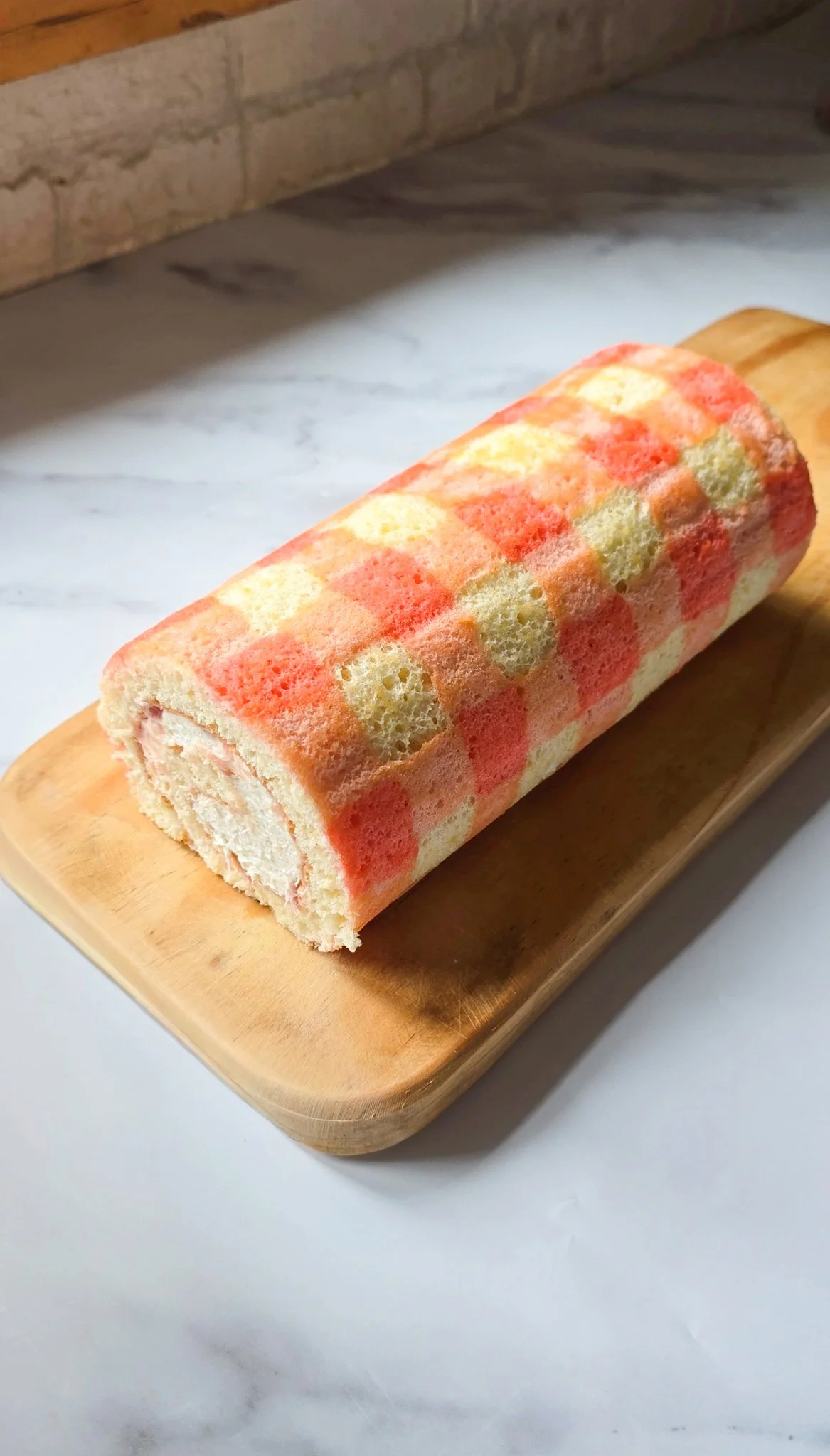 Forced Rhubarb & Ginger Gingham Swiss Roll
