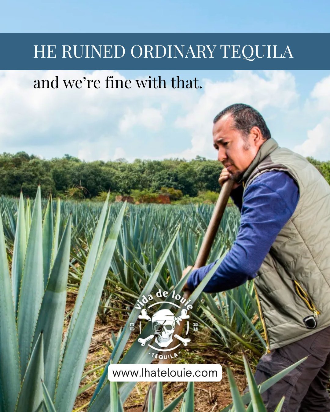 Louie didn&rsquo;t set out to be hated.
He just made a tequila so smooth, so clean, and so easy to sip&hellip;
that everything else stopped measuring up.

vida de louie tequila is additive free, crafted in jalisco from pure spring water and 100% blue