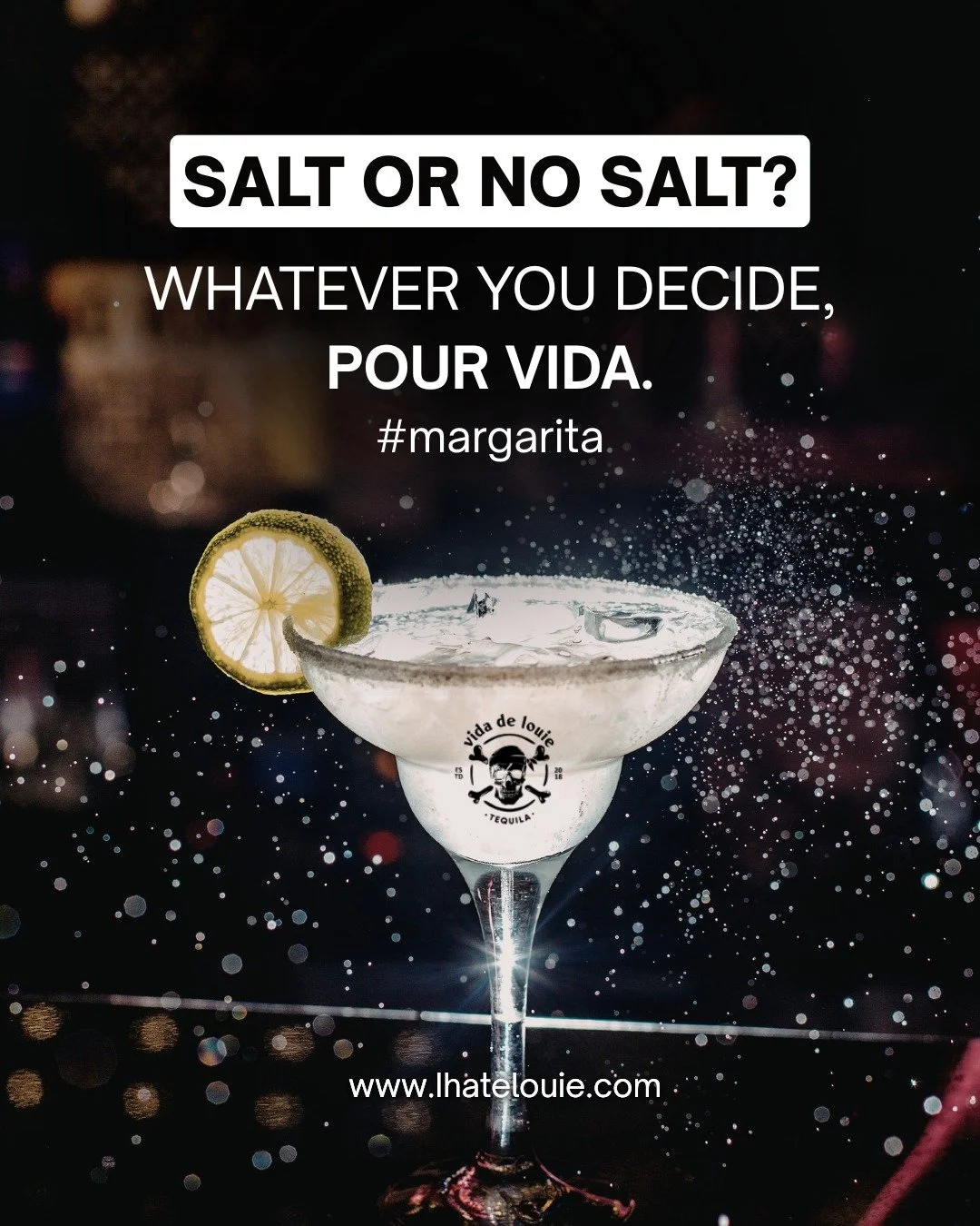 SALT OR NO SALT? 🍸

Some debates never get old.

Salt on the rim&hellip; or no salt at all?
Classic lime or a spicy twist?

However you take your margarita, make it Vida de Louie.
Because a great margarita always starts with great tequila.

21+ only