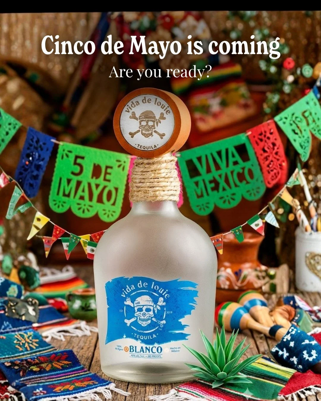 The countdown is on.
Cinco de Mayo is around the corner and not all tequila is ready for it.
Make sure yours is.

vida de louie. smooth. additive free. no shortcuts.

#vidadelouie #cincodemayo #tequilatime #additivefree #countdown