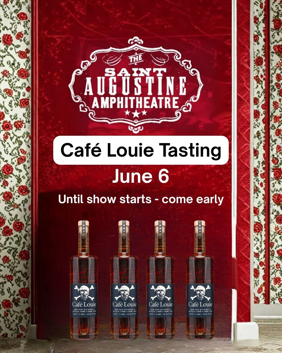 Join us before the show and be among the first to experience Caf&eacute; Louie.

📍 St. Augustine Amphitheatre
🚪 Doors Open: 6:30 PM
🎵 Show Starts: 7:30 PM

Come early, grab a taste, and see what we've been working on.

The first pour is just the b