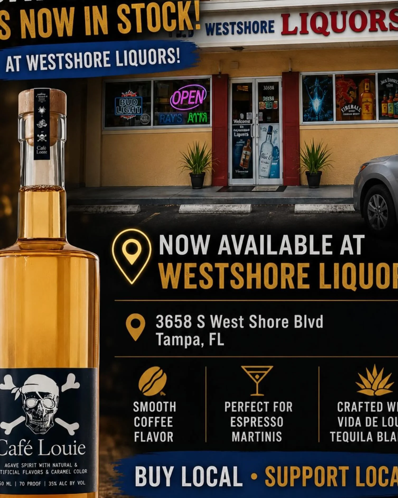 ☕ TAMPA &mdash; CAF&Eacute; LOUIE IS NOW IN STOCK! ☕

We&rsquo;re excited to announce that Caf&eacute; Louie Espresso Tequila Liqueur is now available at Westshore Liquors in Tampa.

📍 Available Now at Westshore Liquors
☕ Crafted with Vida de Louie 
