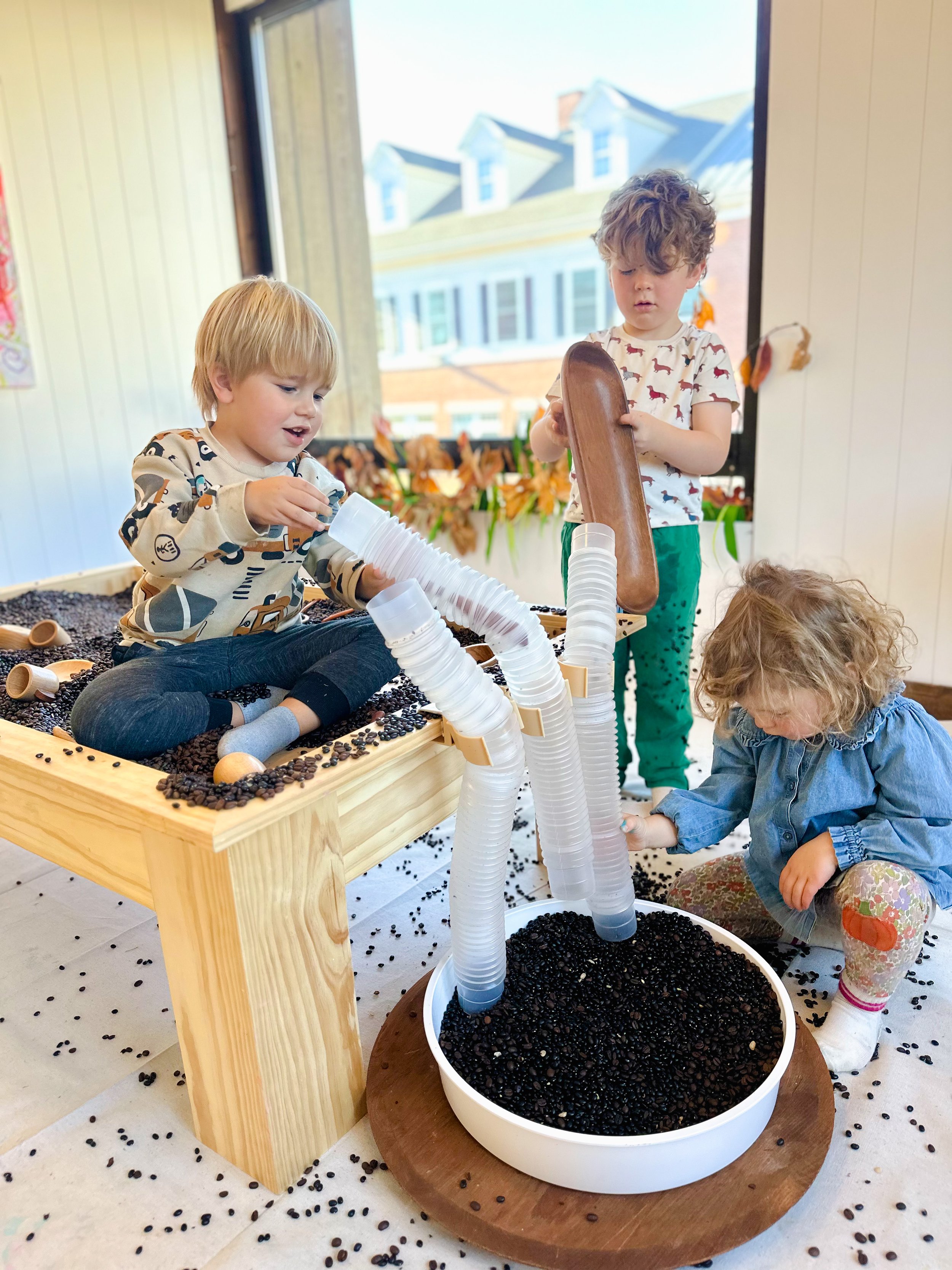 sensory play with beans