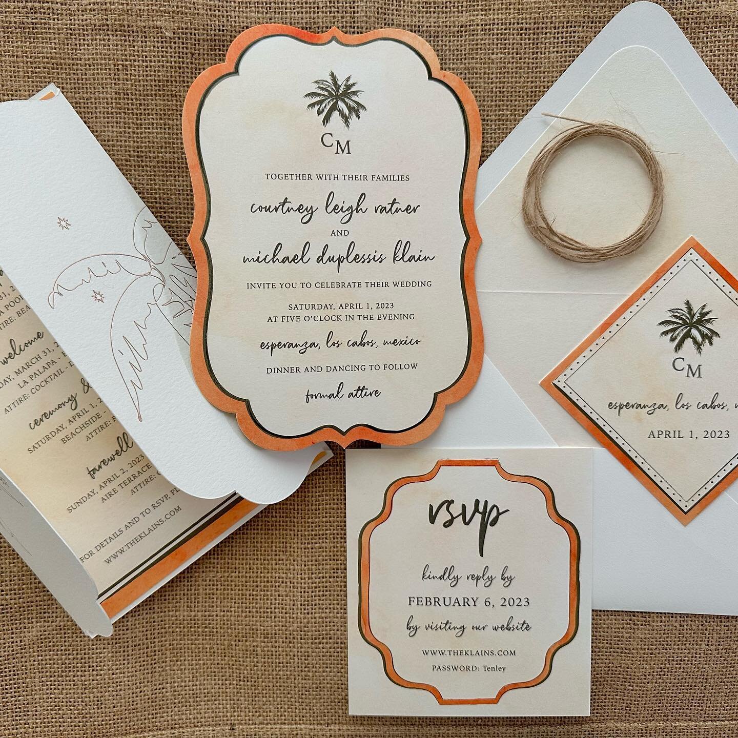 So excited to share Courtney and Mike&rsquo;s beautiful invitation suite. The trifold enclosure added a touch of elegance and provided plenty of space for all the important details about the wedding weekend. I love how the design captured the beauty 