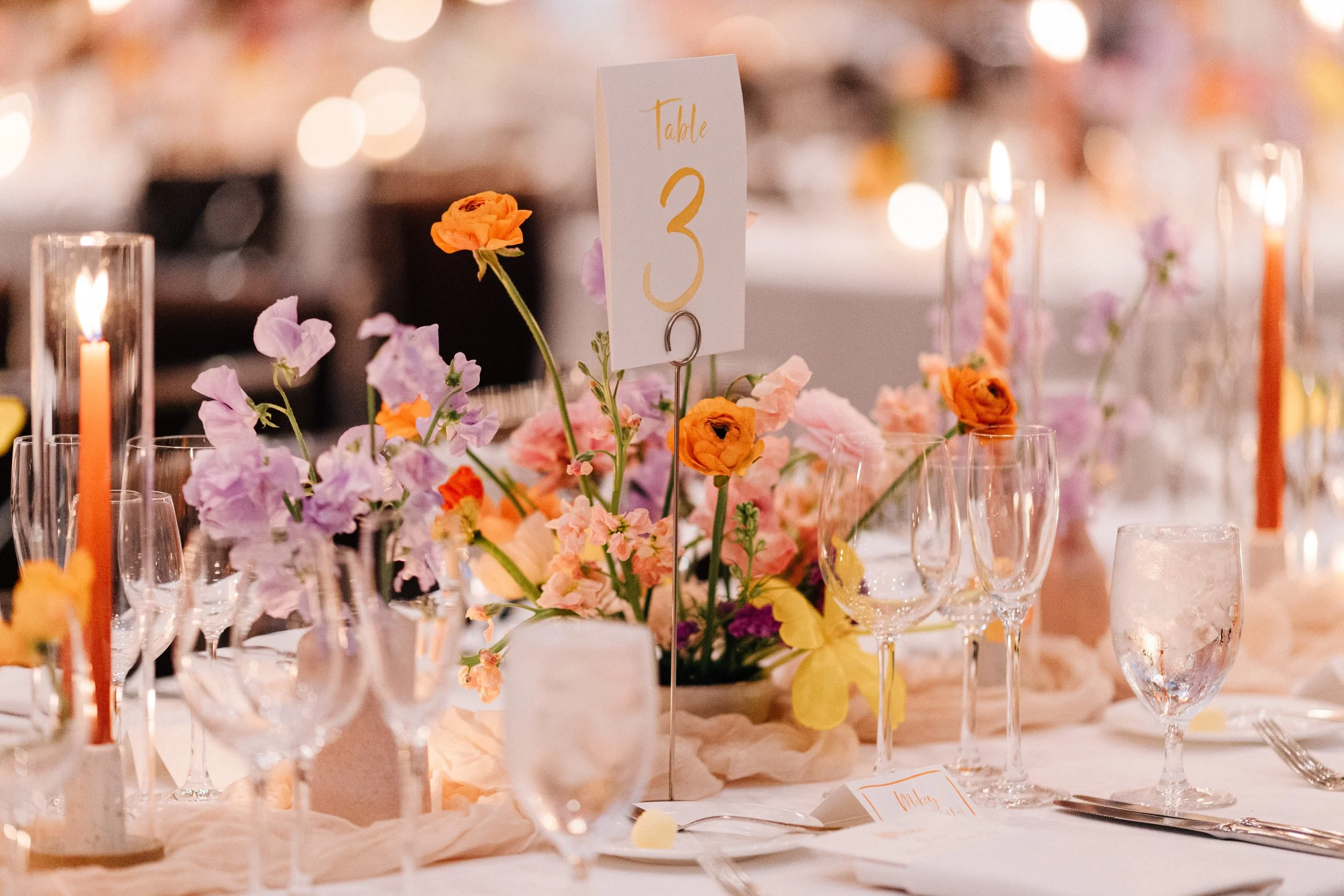 Reception table numbers by Say Hello Designs.