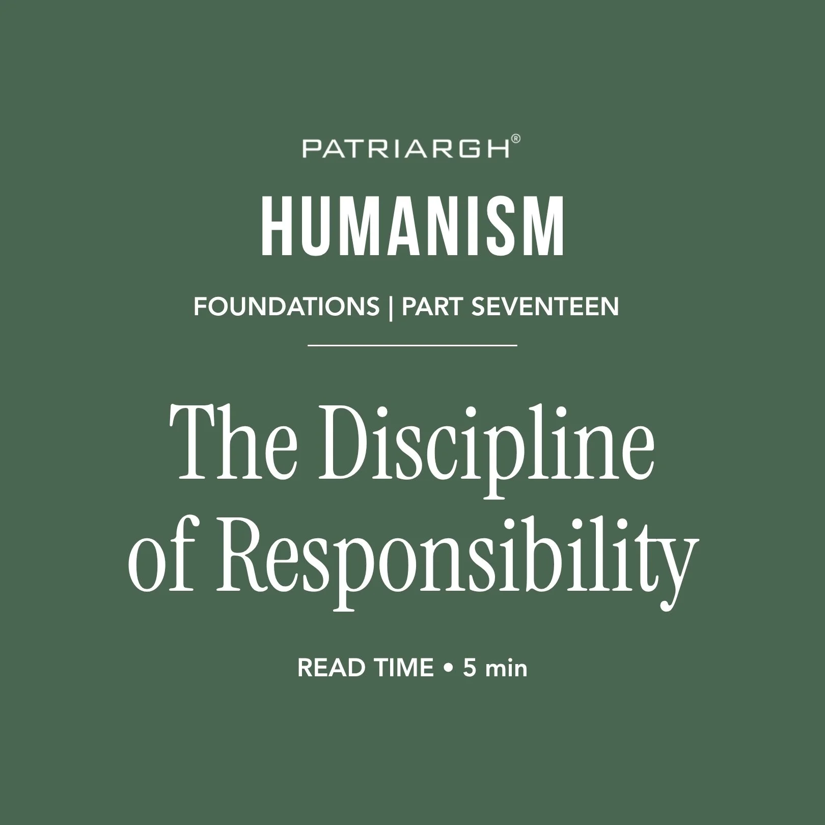 The Discipline of Responsibility&nbsp;