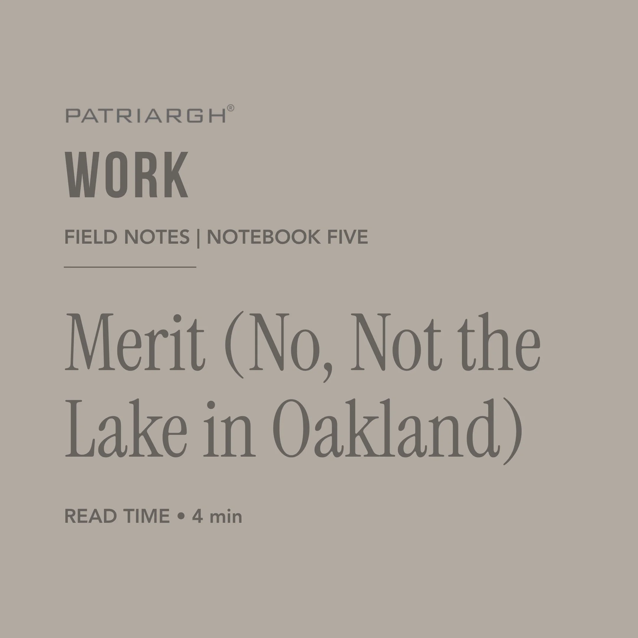 Cover of a workbook titled 'Patriarch Work' part of the 'Field Notes Notebook Five' series, with a beige background and simple text.