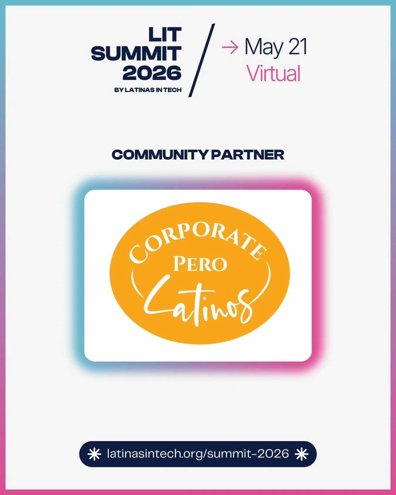 We&rsquo;re proud to partner with Latinas in Tech for the #LiTSummit2026 🤗 

@latinasintechorg is a global organization empowering and connecting Latinas and their allies in technology through programs, leadership initiatives, and community events w