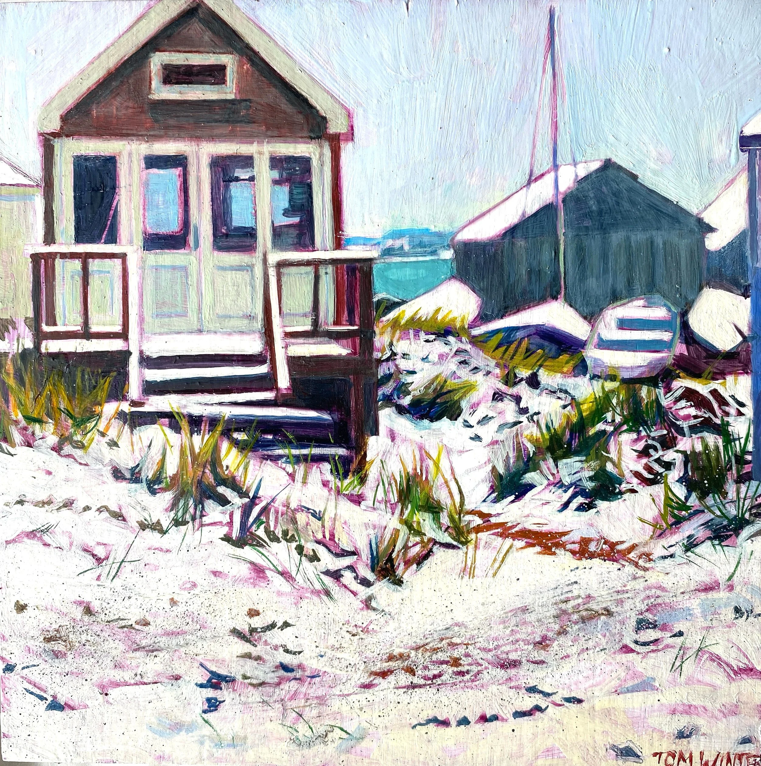 Huts in Snow Giclée Print