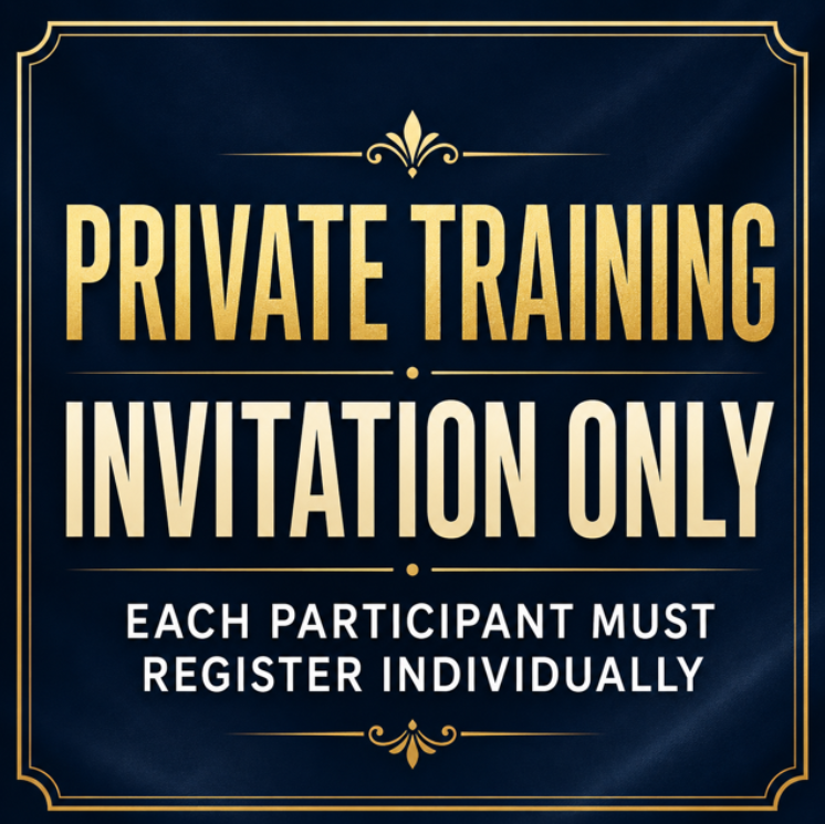 Private Training/ Saturday, October 3rd/ 8:30 a.m. to 3:00 p.m