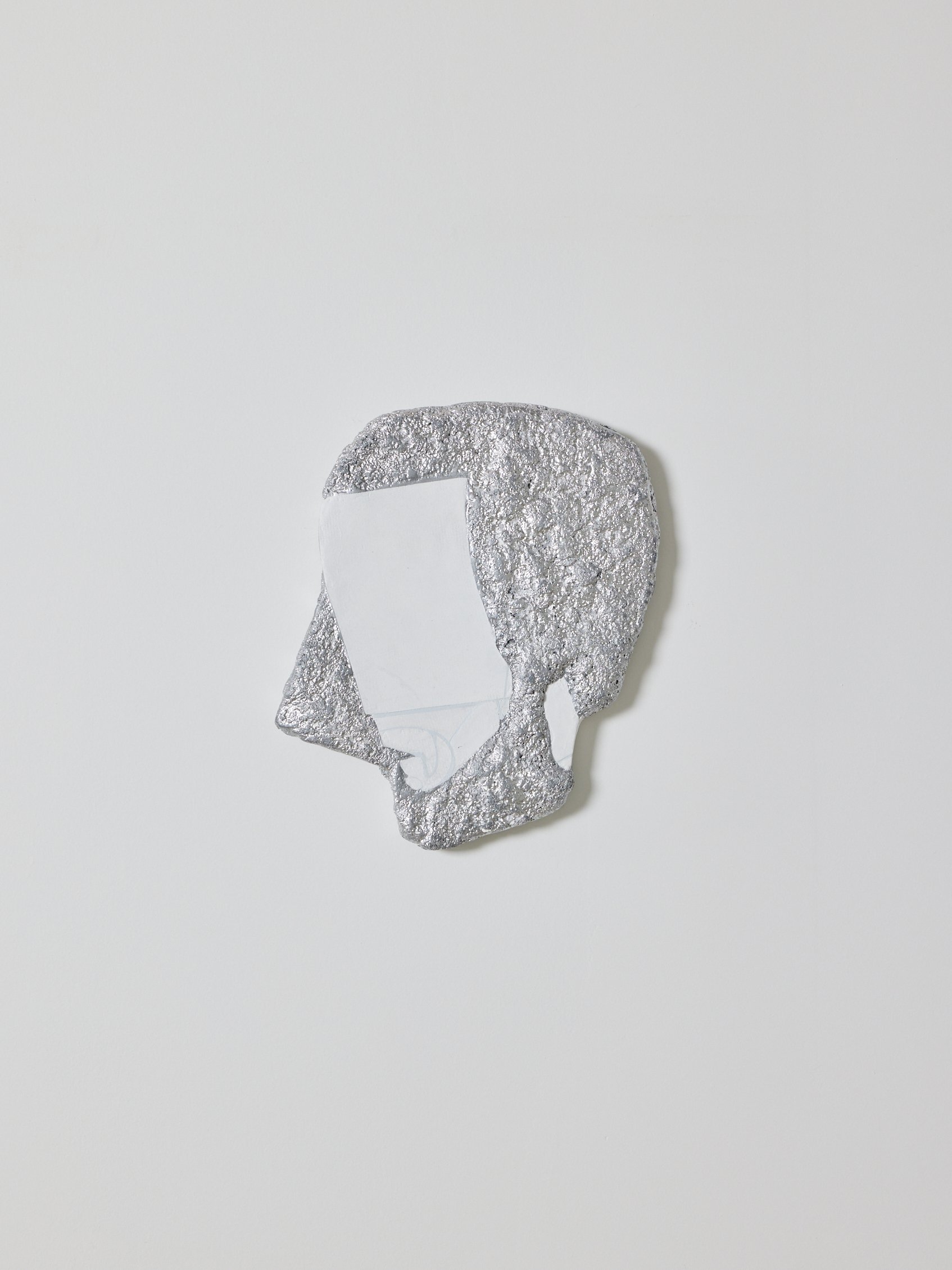 Helmet, 2023 Acrylic, spray paint, modeling paste & canvas on panel 12(H) x 11(W) in. photo: Brad Trone