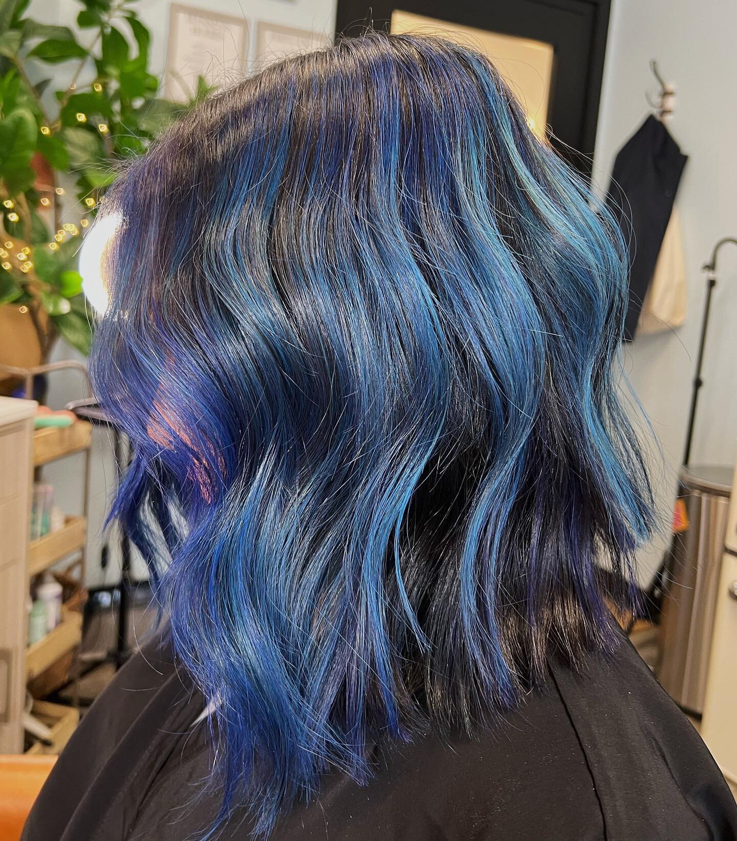 @pulpriothair in nightfall, tragedy &amp; iced skater for this blue melt 😮&zwj;💨🪩🦋