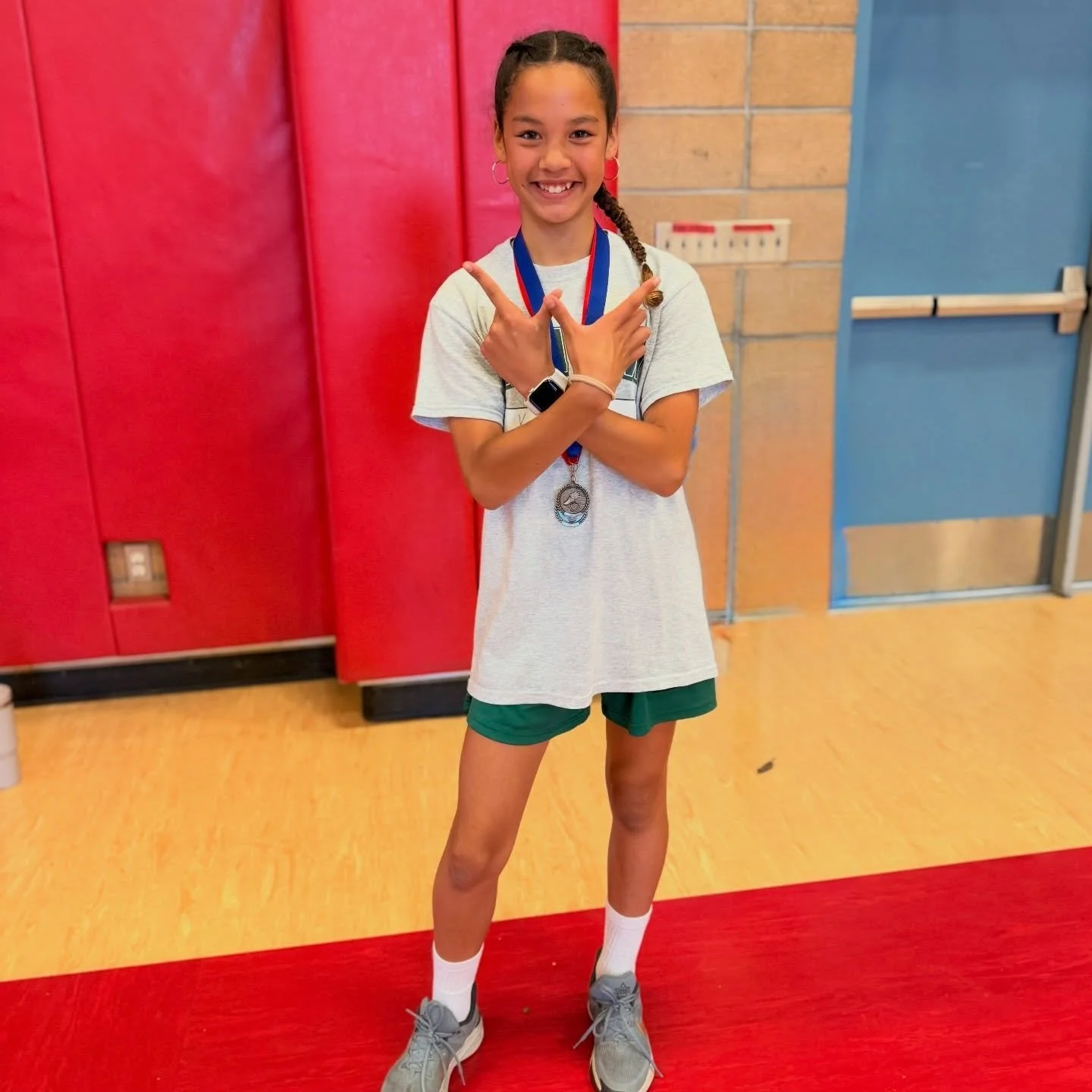 BEYOND PROUD of my girl right here doing Track and Field with her middle school for the first time. She had her Field Finals meet where she did the Long Jump and Triple jump. 
She hit a PR in both with 11 ft 4in in the Long and 27 ft 10.5 inches in t