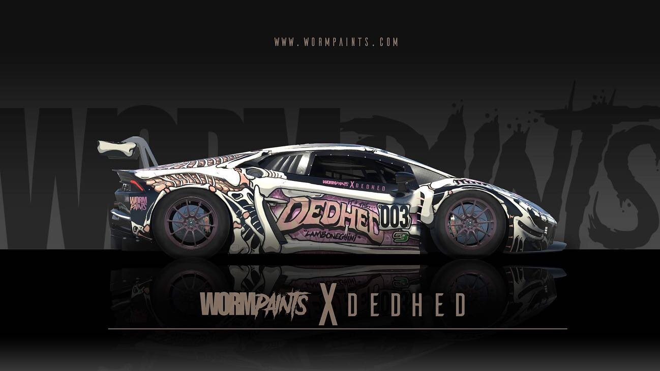 Latest release in the WormPaints X DedHed collection. This time taking on the Lambo. You can race this for free. Hit the link in bio to head to my Trading Paints showroom