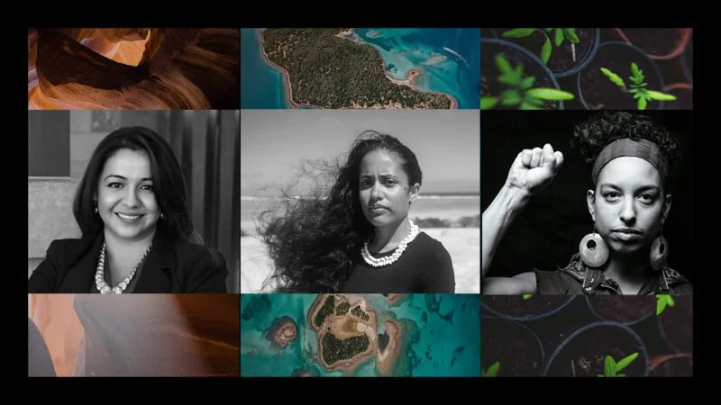 Clara Pratte, Kathy Jetñil-Kijiner and Leah Penniman were selected from a pool of 21 candidates to move on to the final round of judging for the Pritzker Emerging Environmental Genius Award, ultimately awarded to Ms. Pratte. So honored and humbled to be selected. “We are all winners. Love and gratitude to fellow finalists @soulfirefarm and @kathykijiner,” Pratte posted on Twitter. (Graphic by Ashley Kruythoff/UCLA)