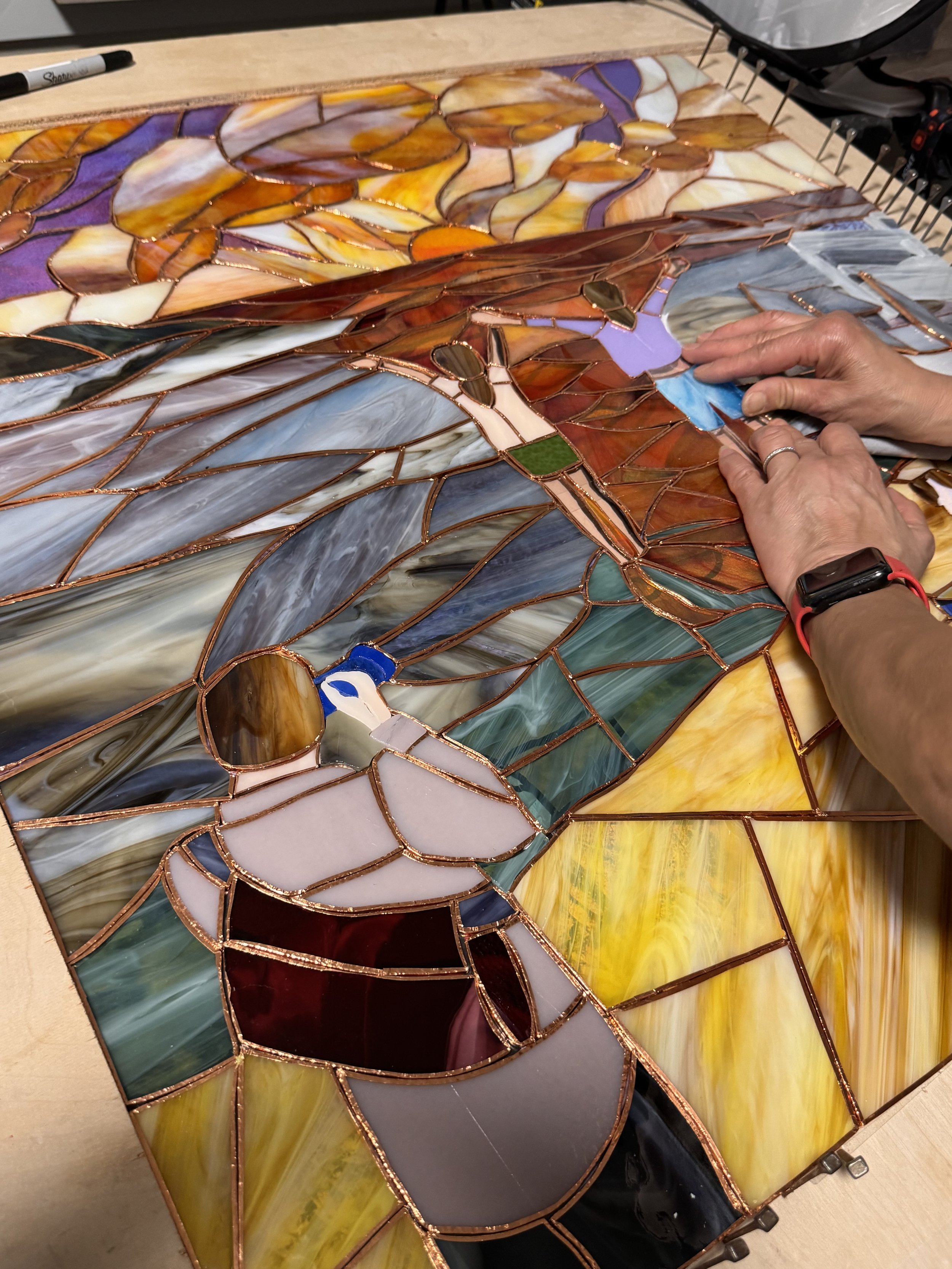 Mornin' piece being fitted into place