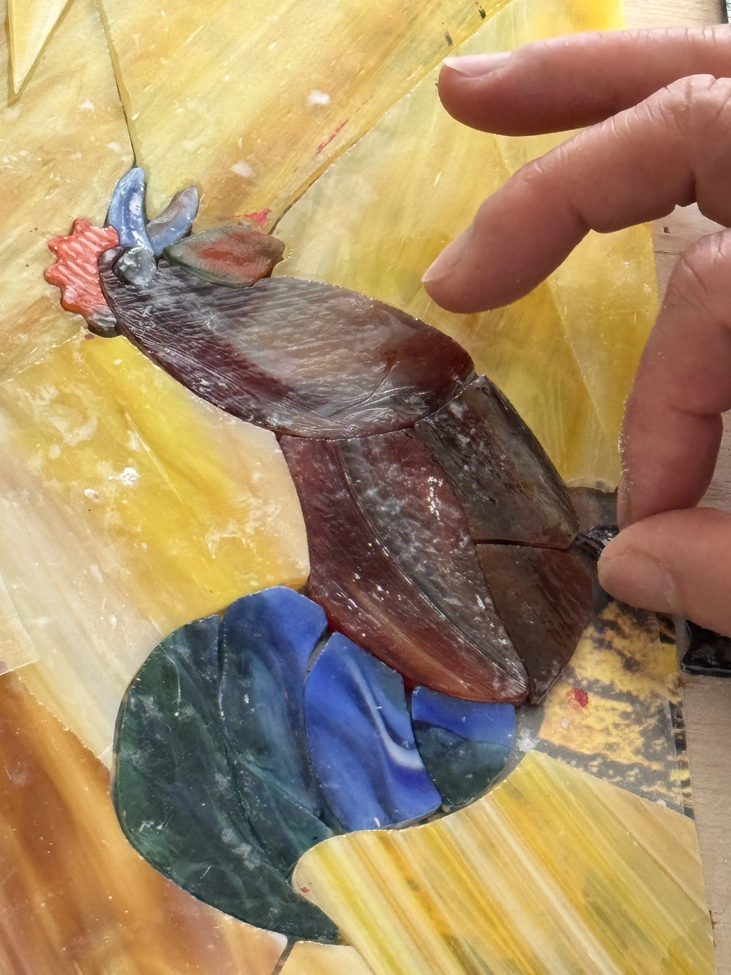 Mornin' rooster legs being place