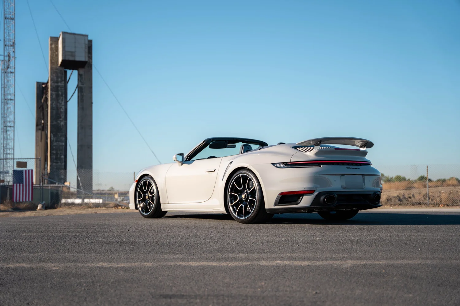 Chalk Porsche 911 Turbo S after Paint Protection Film (PPF), Window Tint and Ceramic Coating, low-angle front view