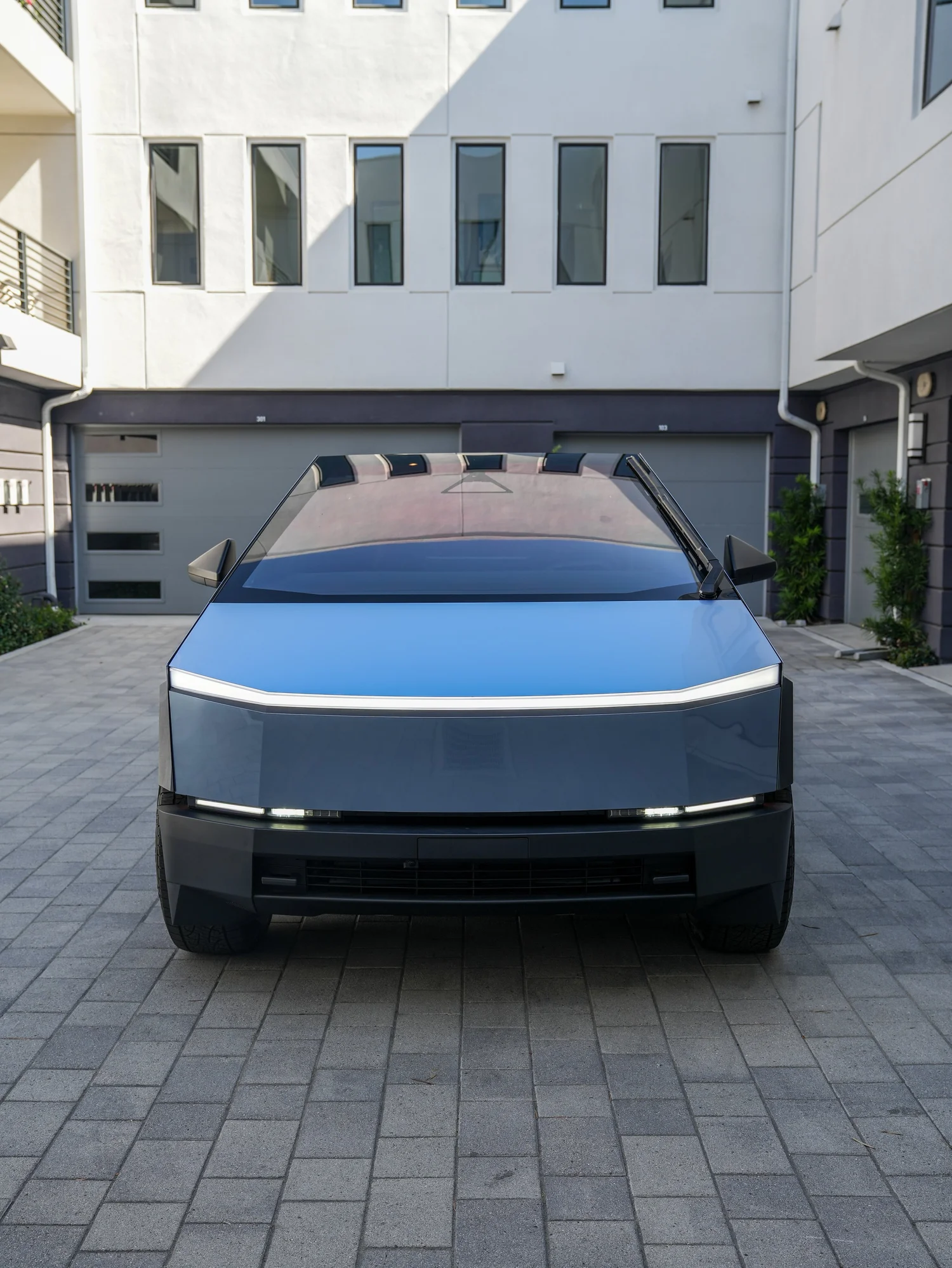 Completed Tesla Cybertruck Tungsten Blue PPF project in Irvine