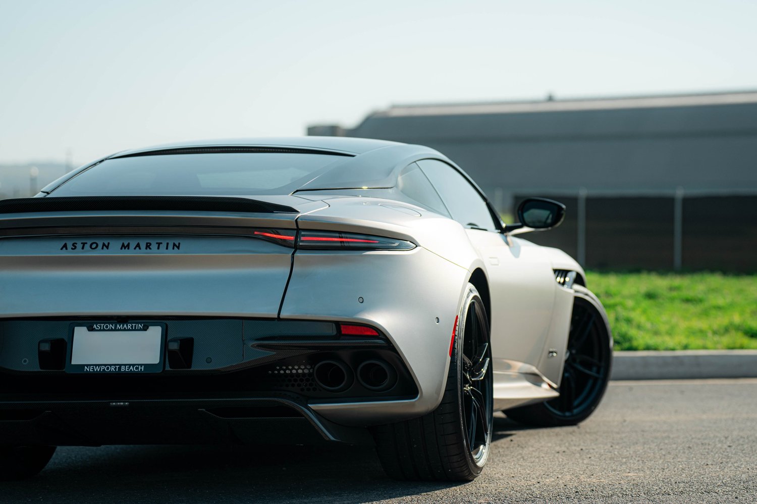 Aston Martin DBS after Matte PPF, Window Tint and Ceramic Coating, rear-quarter and wheel view