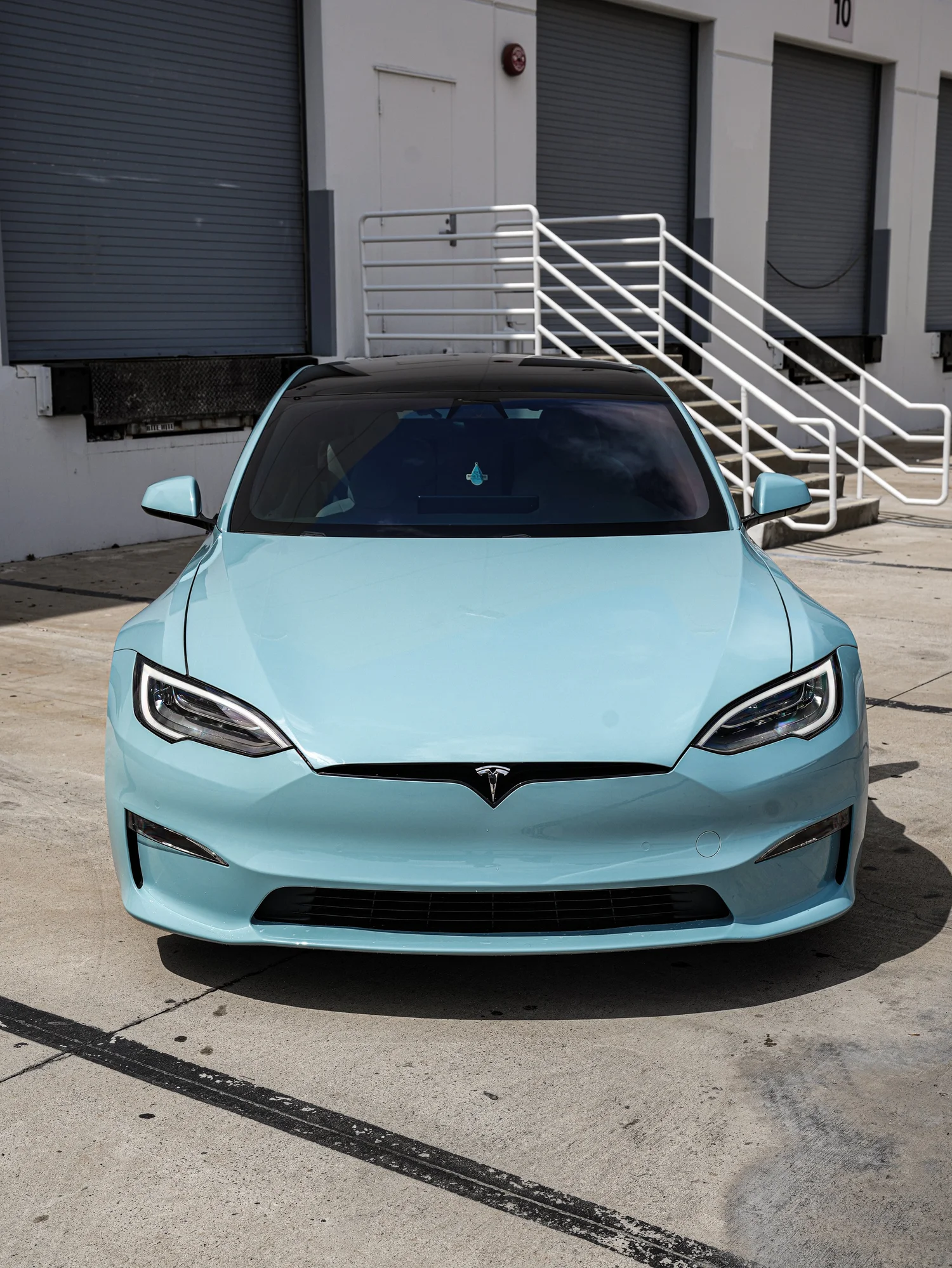 Tesla Model S Missen Blue Colored PPF after Paint Protection Film (PPF), direct front view