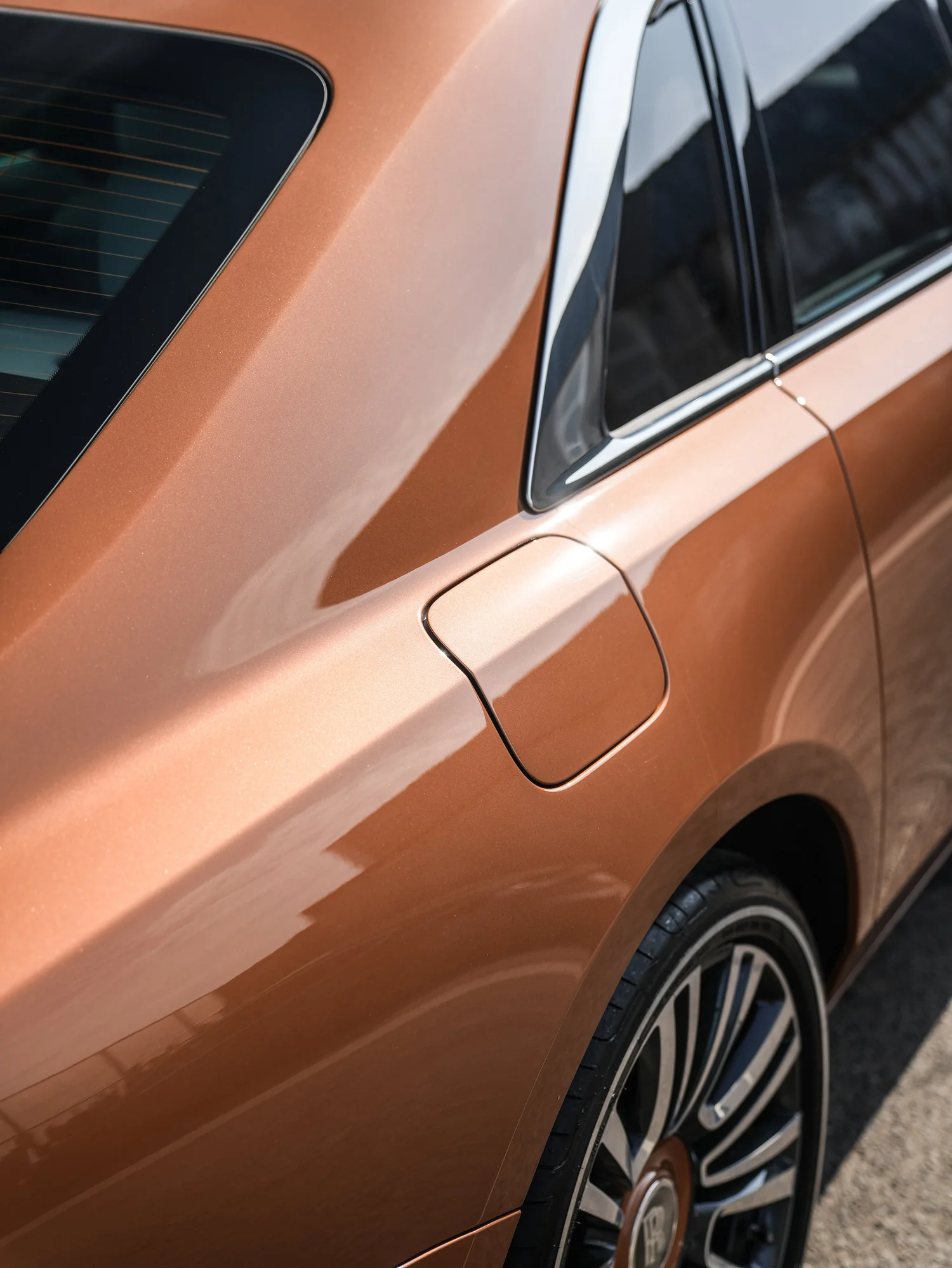 Rolls-Royce Ghost after Ceramic Coating, rear-quarter and wheel view