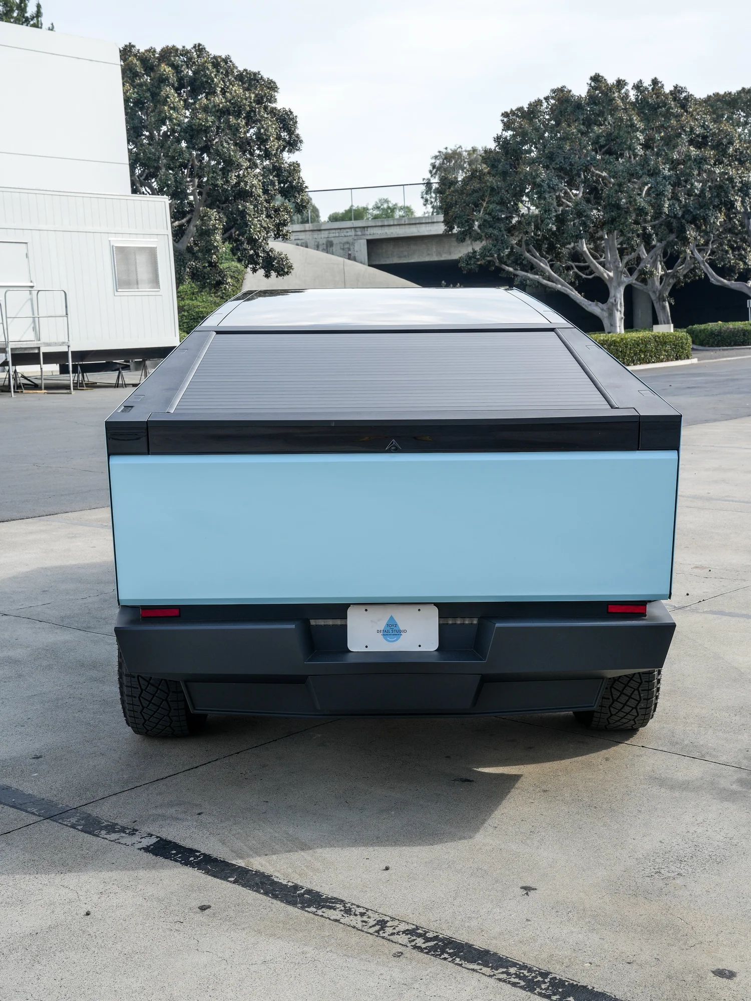 Tesla Cybertruck Permafrost Blue PPF after Paint Protection Film (PPF), rear-right three-quarter view