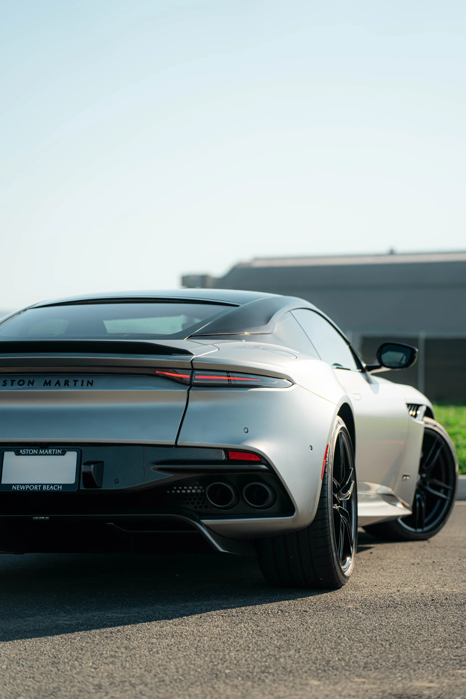 Aston Martin DBS after Matte PPF, Window Tint and Ceramic Coating, low-angle rear view