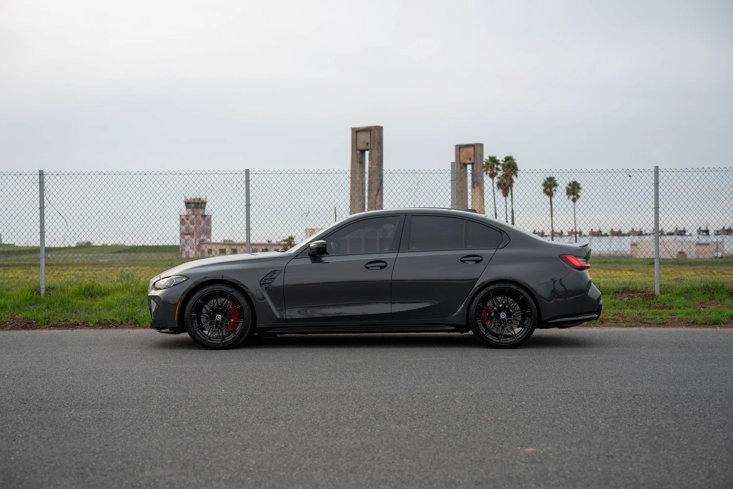 Dravit Grey BMW M3 after Paint Protection Film (PPF), Window Tint and Ceramic Coating, left-side profile