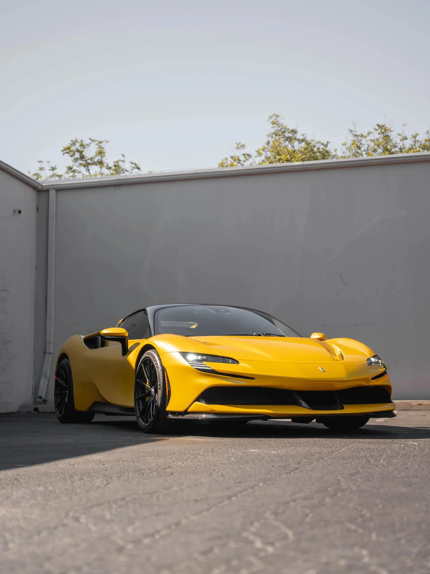 Ferrari SF90 after Paint Protection Film (PPF), Window Tint and Ceramic Coating, front-right three-quarter view