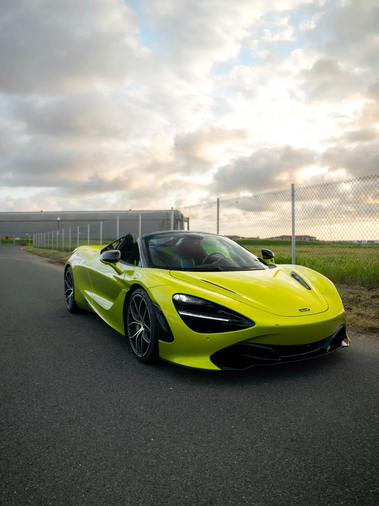 Green McLaren 720S after Paint Protection Film (PPF), Window Tint and Ceramic Coating, front-left three-quarter view