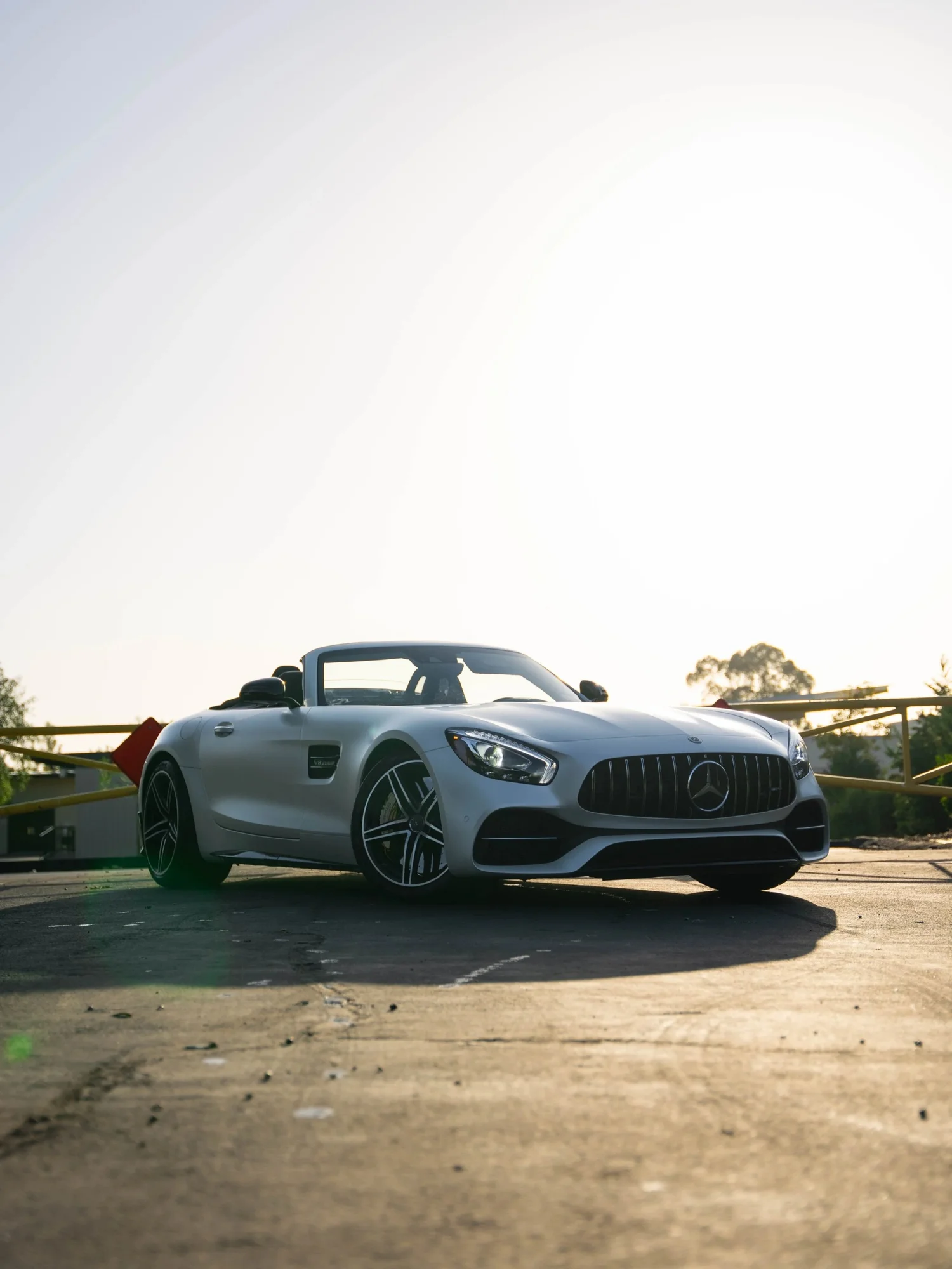 Mercedes-AMG GT after Matte PPF, Window Tint and Ceramic Coating, low-angle front view